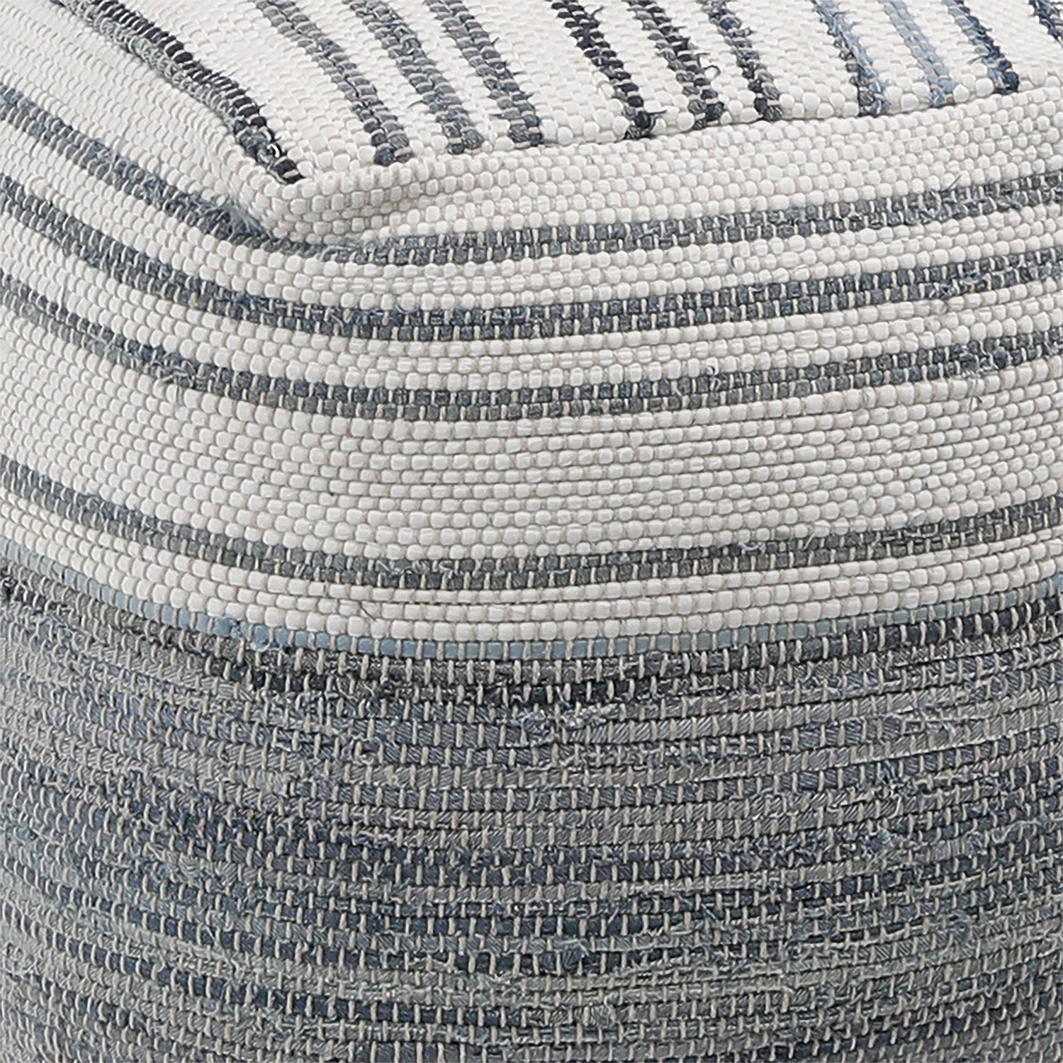 Meira Denim Blue/White Pouf - Ornate Home