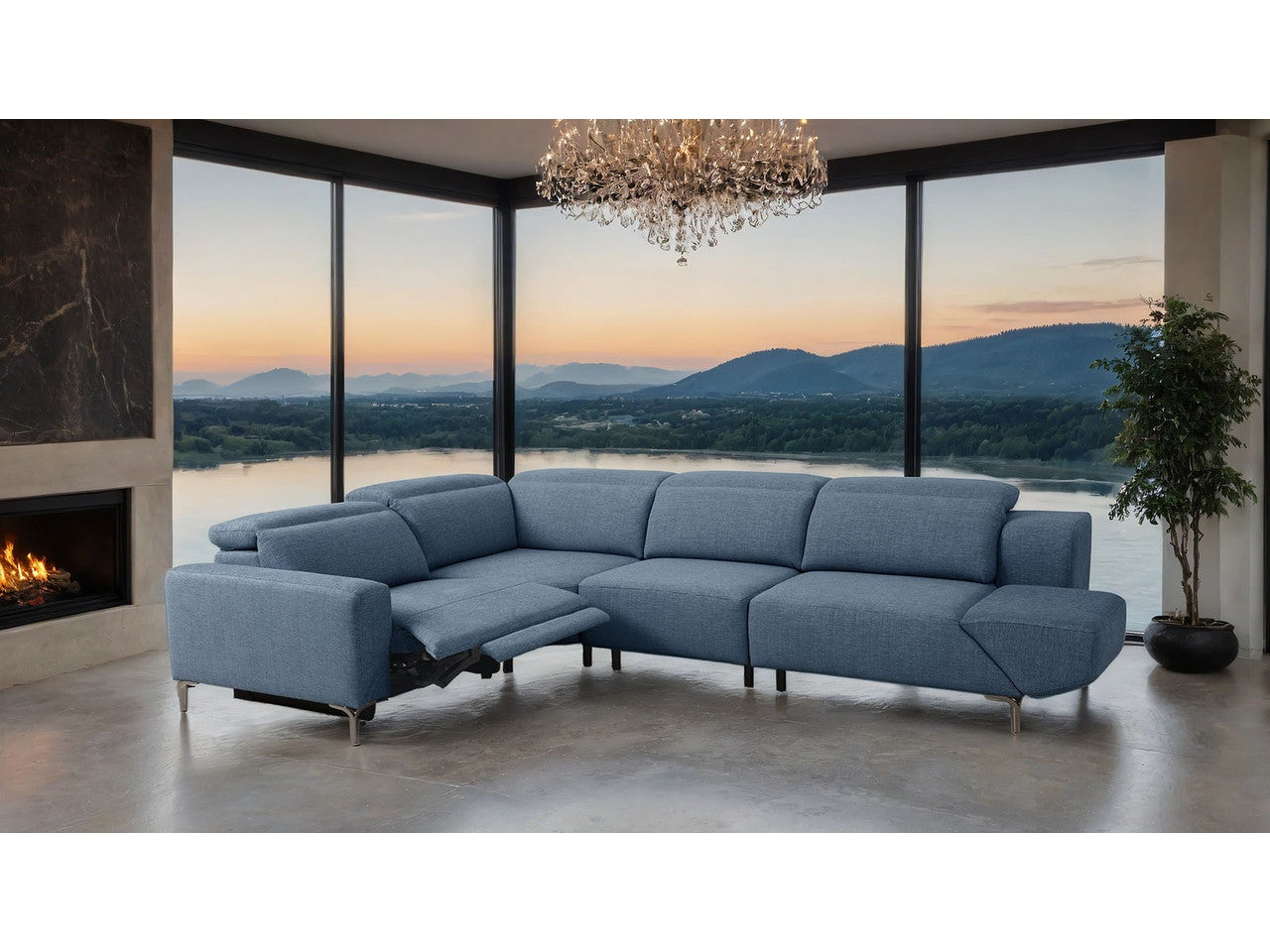Melancton Blue Power Sectional - Ornate Home
