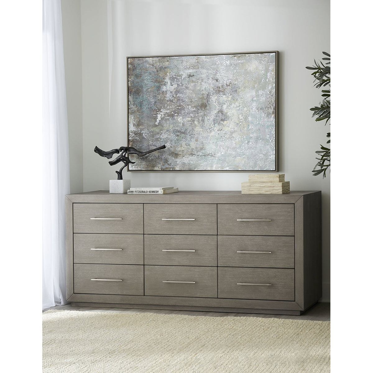 Modus Furniture Melbourne Nine Drawer Dresser in Mineral