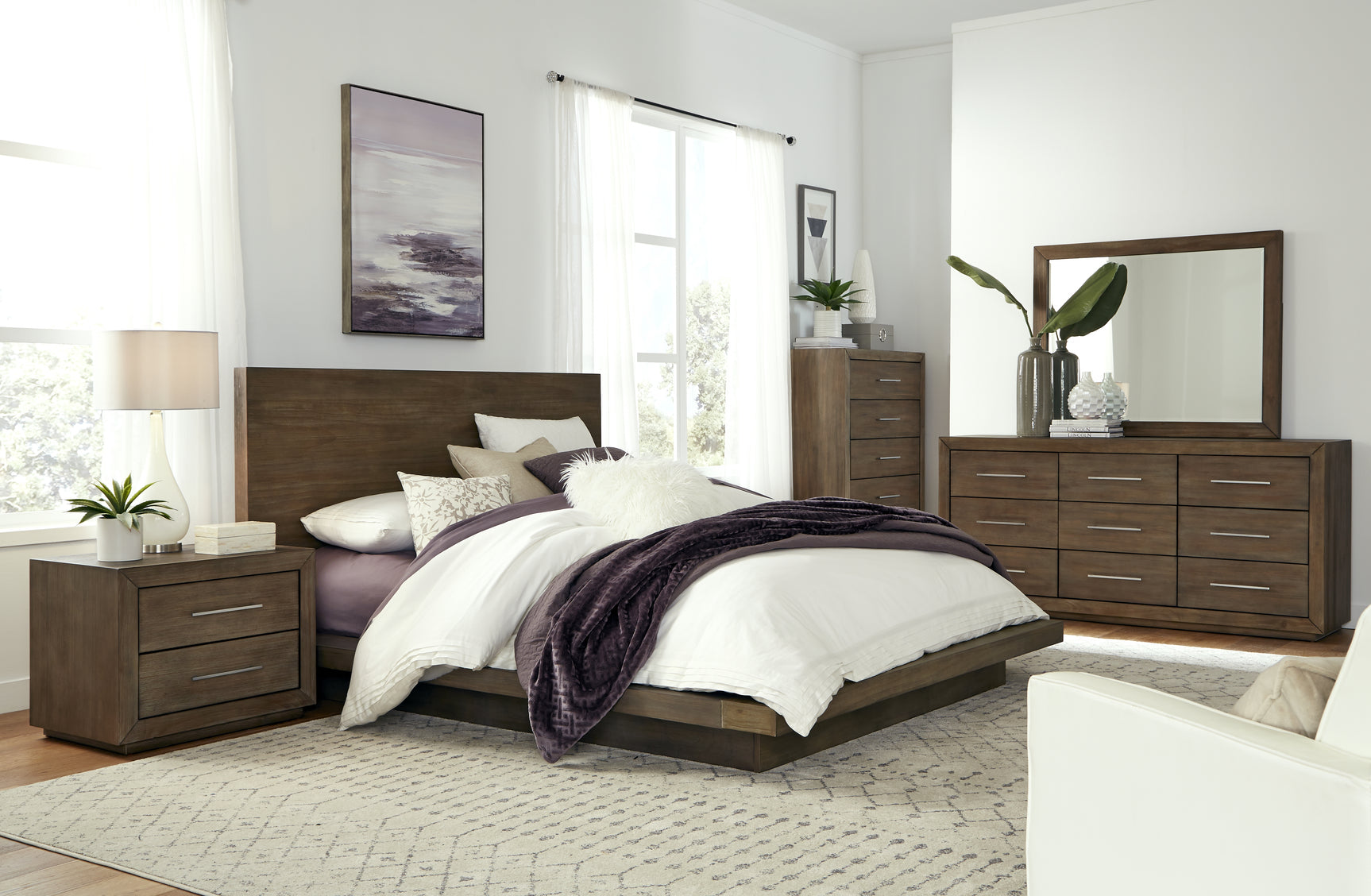 Melbourne Wood Queen Platform Bed in Dark Pine - Ornate Home