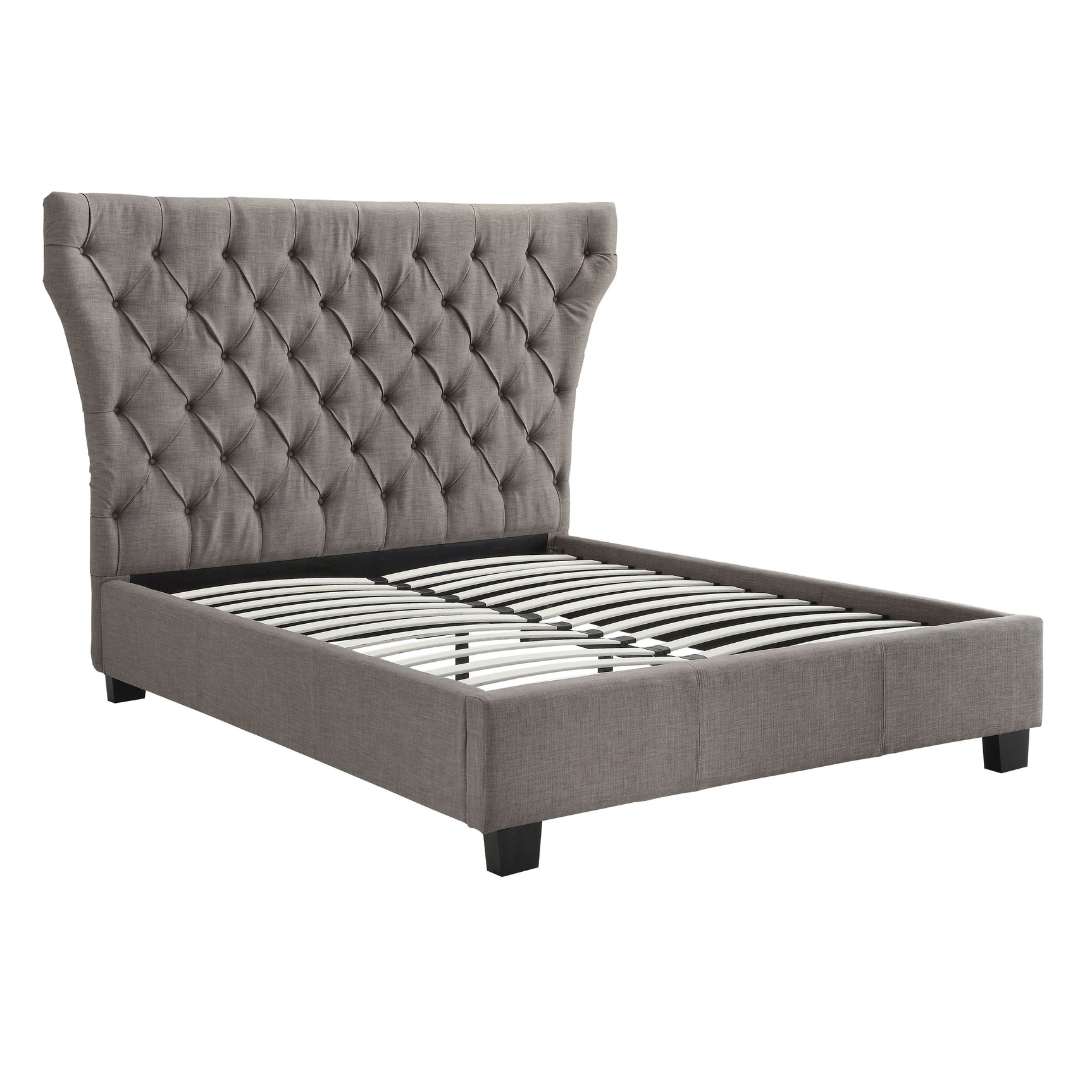 Melina Full Upholstered Platform Bed in Dolphin Linen - Ornate Home