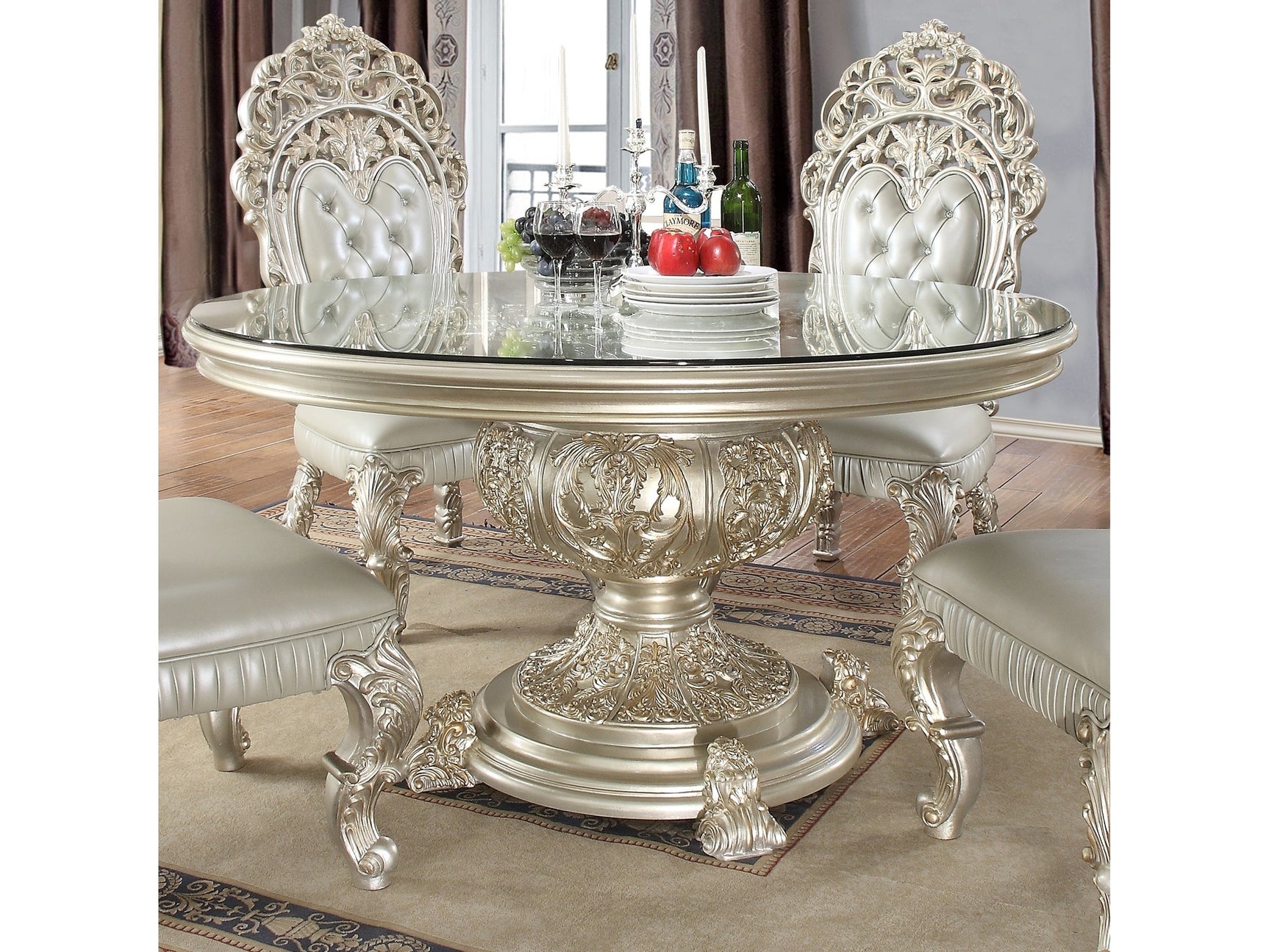 Meliora Silver Round Dining Table / HD-8088 - Ornate Home