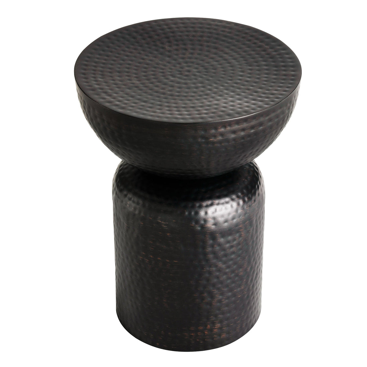 Mella Black Metal Hammered Side Table - Ornate Home