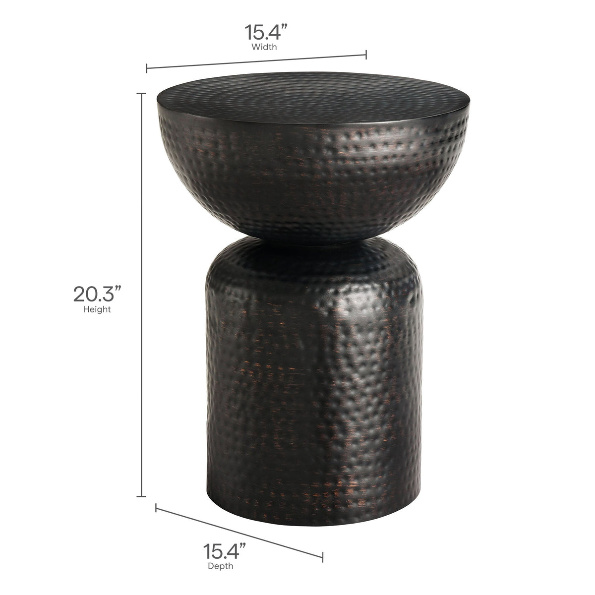 Mella Black Metal Hammered Side Table - Ornate Home
