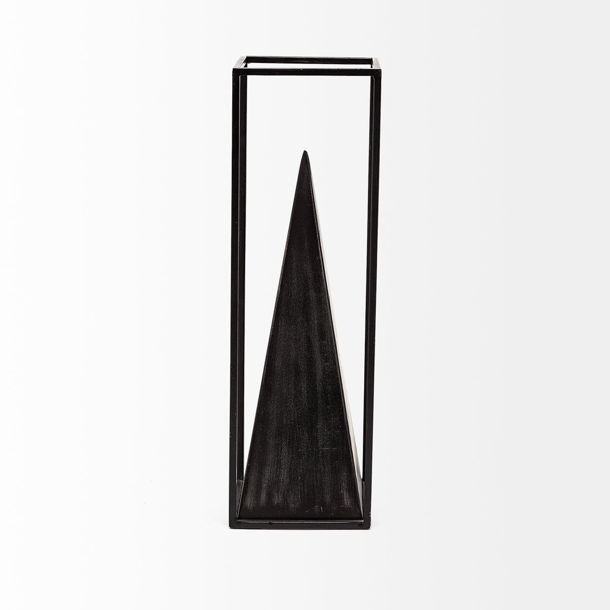Memphis Black Large Metal Pyramid in a Square Frame - Ornate Home