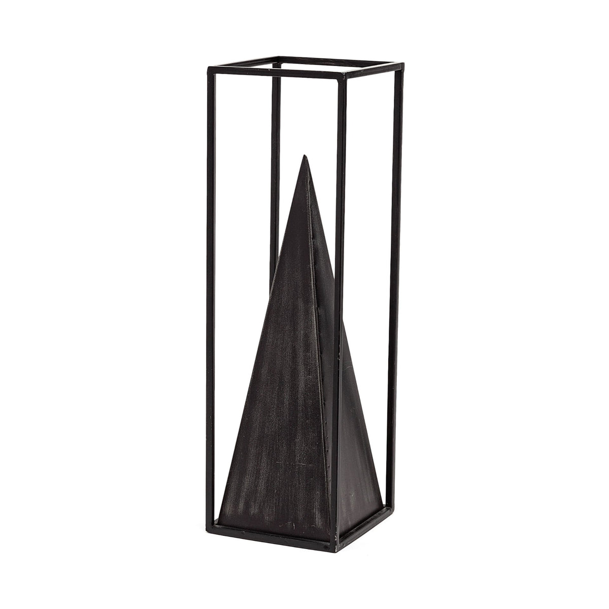 Memphis Black Large Metal Pyramid in a Square Frame - Ornate Home