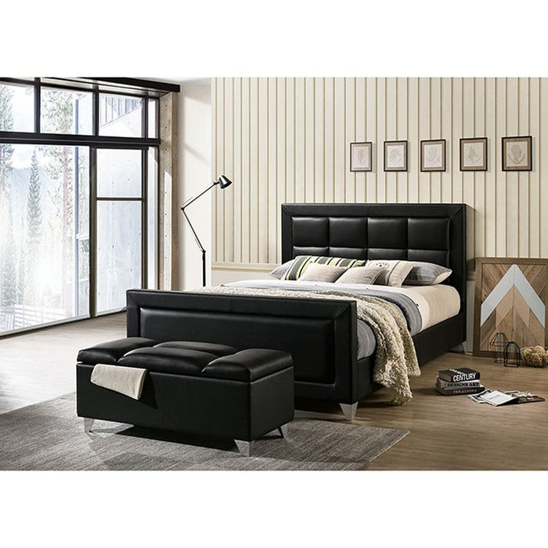 Menkar Black/Chrome E.King Bed - Ornate Home