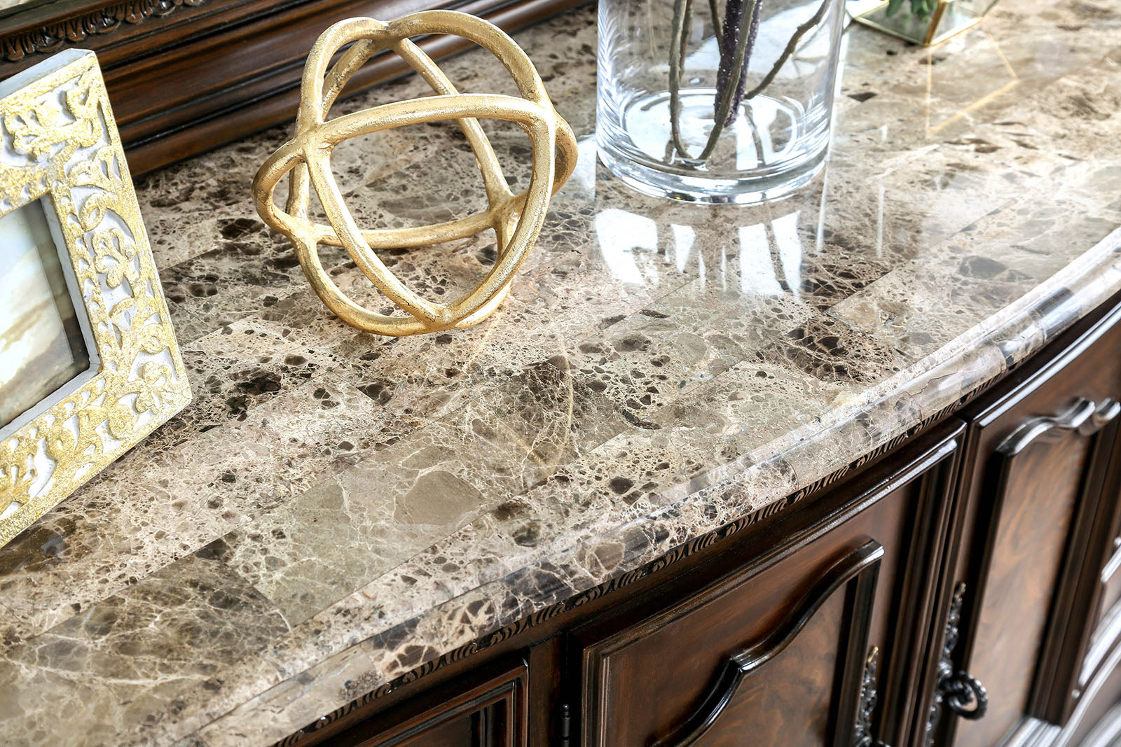 Menodora Brown Cherry 5 Pc. Queen Bedroom Set w/ 2NS - Ornate Home