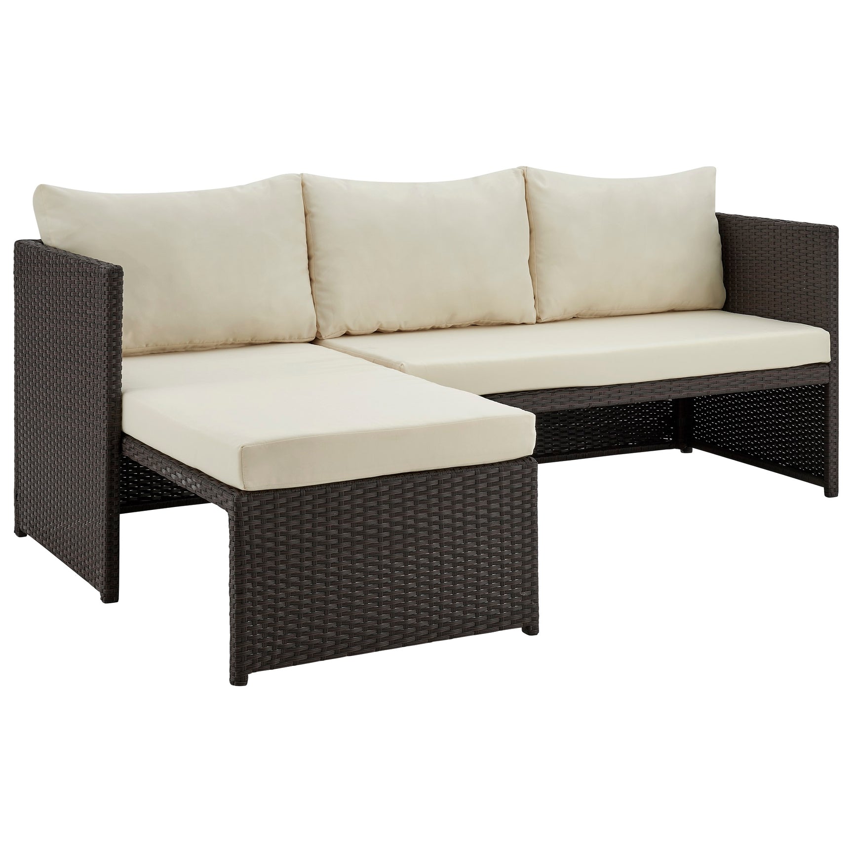 Menton Patio 2-Seater and Lounge Chair with Coffee Table with Cream Cushions - Ornate Home