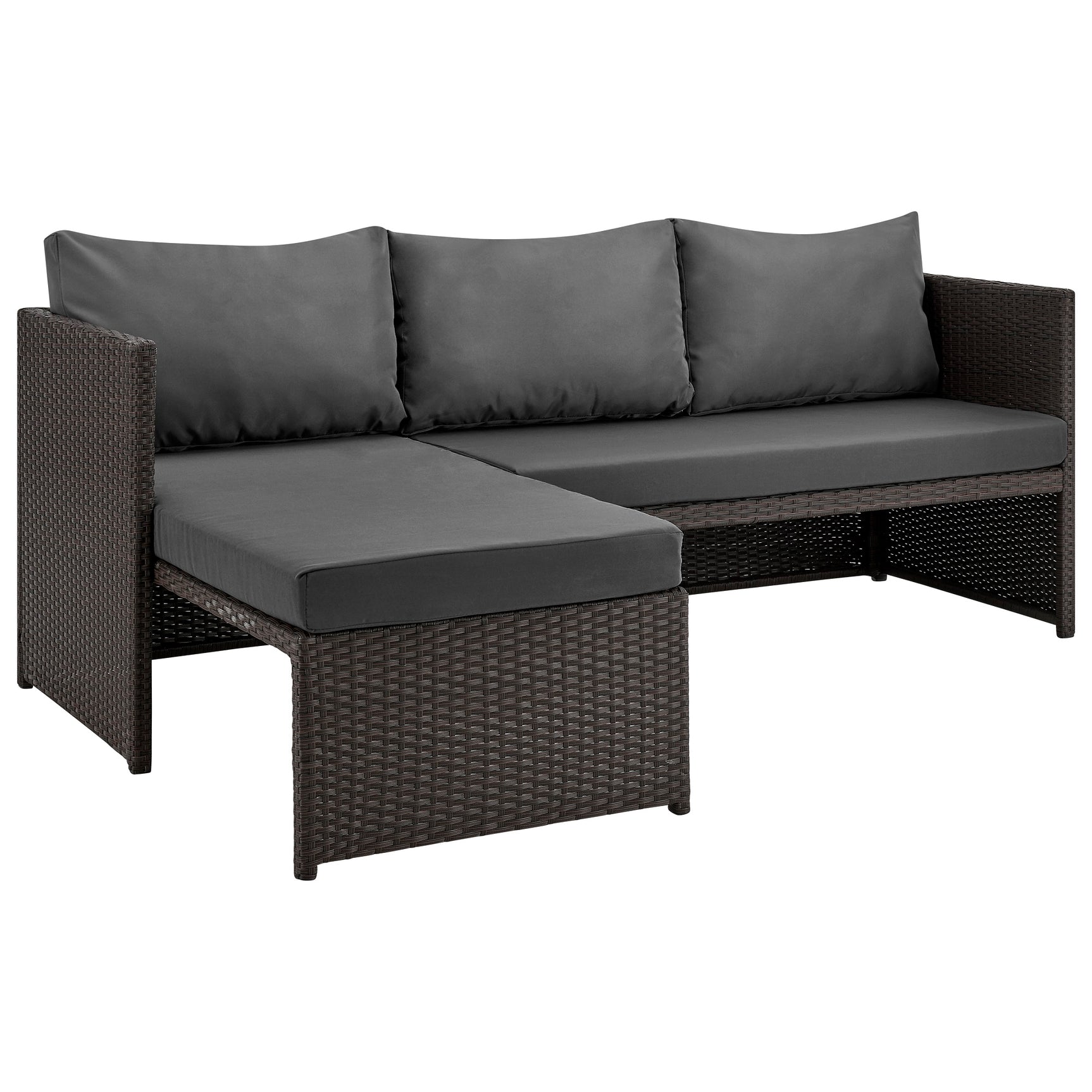 Menton Patio 2-Seater and Lounge Chair with Coffee Table with Grey Cushions - Ornate Home