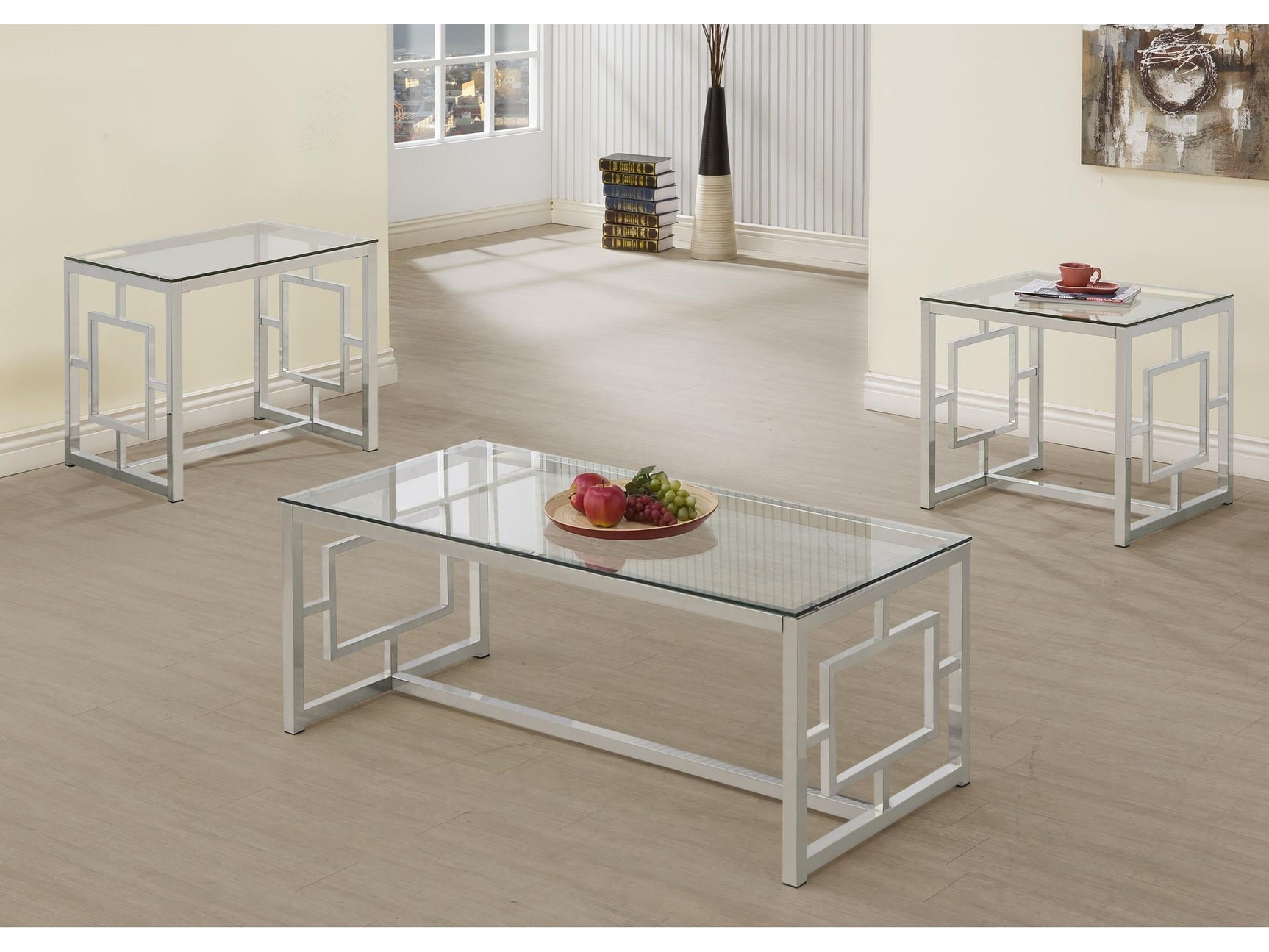 Merced Nickel 3-piece Rectangular Coffee and End Table Set - Ornate Home