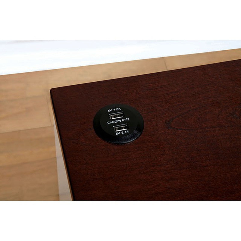 Meredith White/Dark Walnut Nightstand w/ USB Outlet - Ornate Home