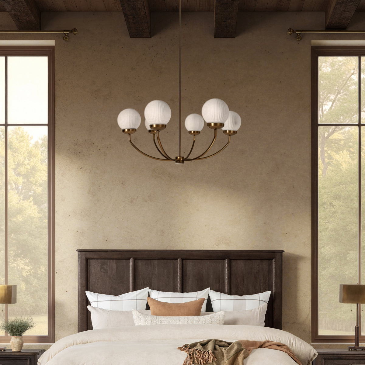 Meridian Milk Glass 34" Chandelier