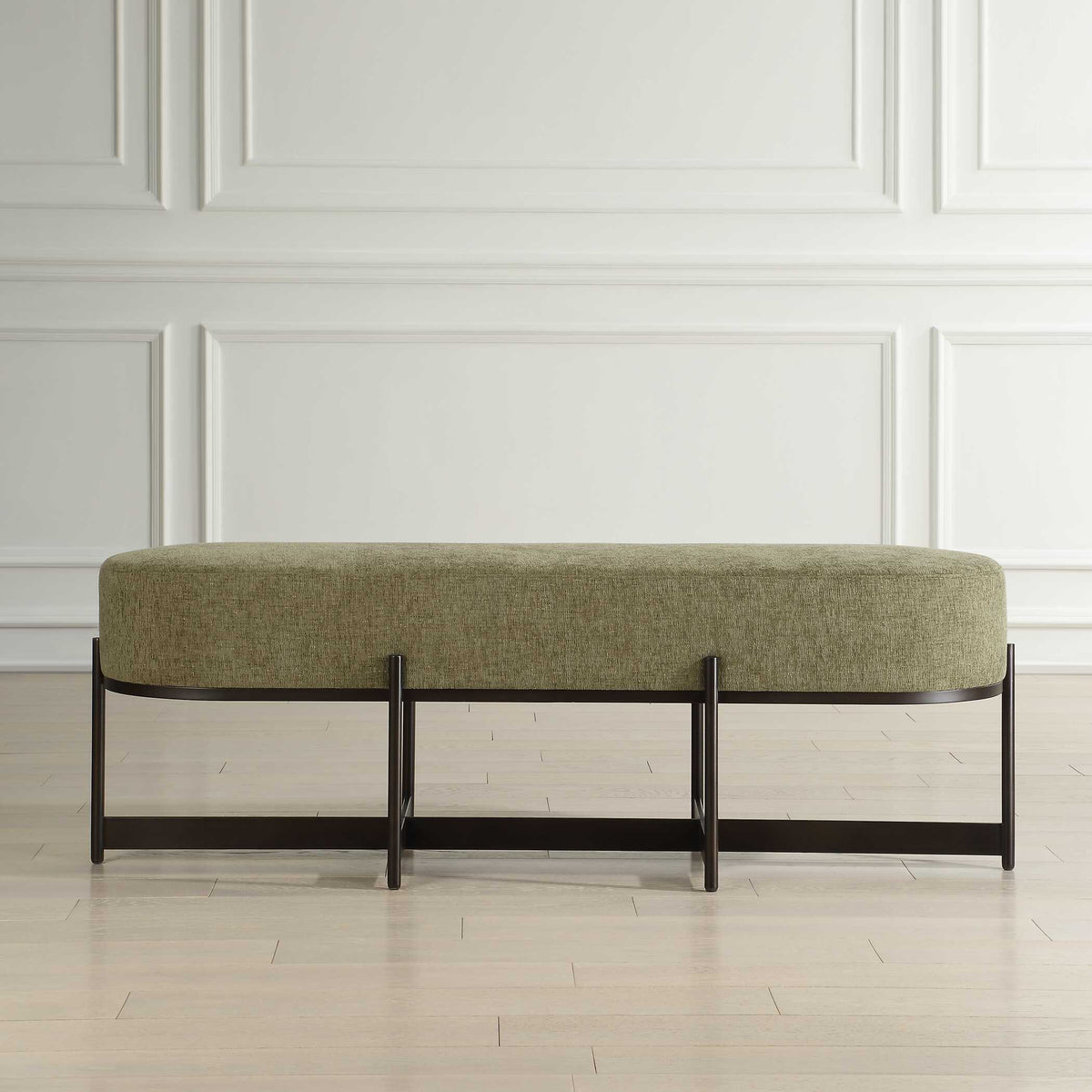 Merino Moss Fabric Bench - Ornate Home