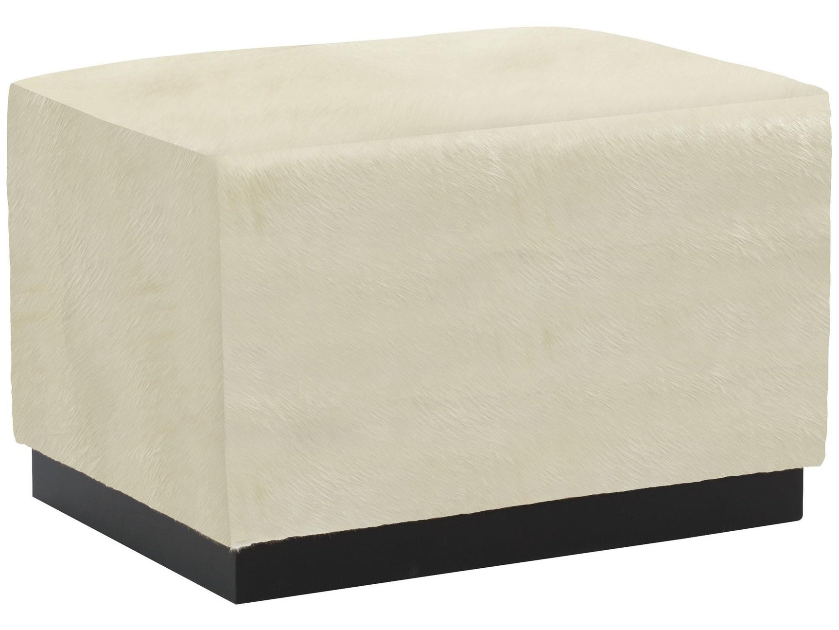 Merino White/Cream Leather Ottoman - Ornate Home