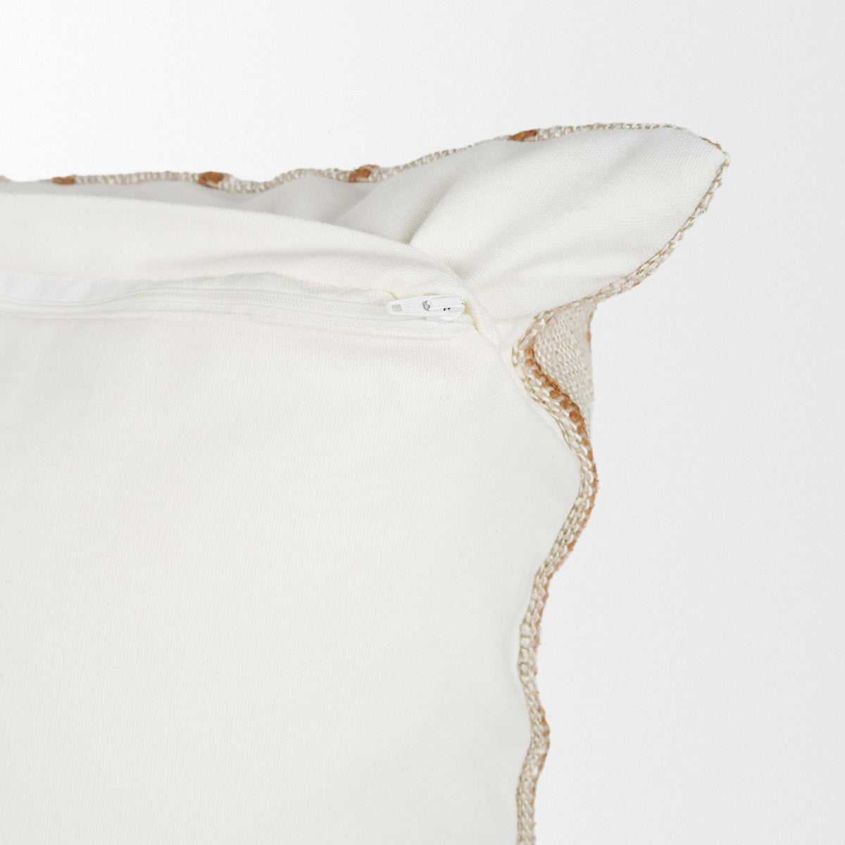 Merrick Natural Beige/Orange 22x22 Square Decorative Pillow with Down Filler - Ornate Home
