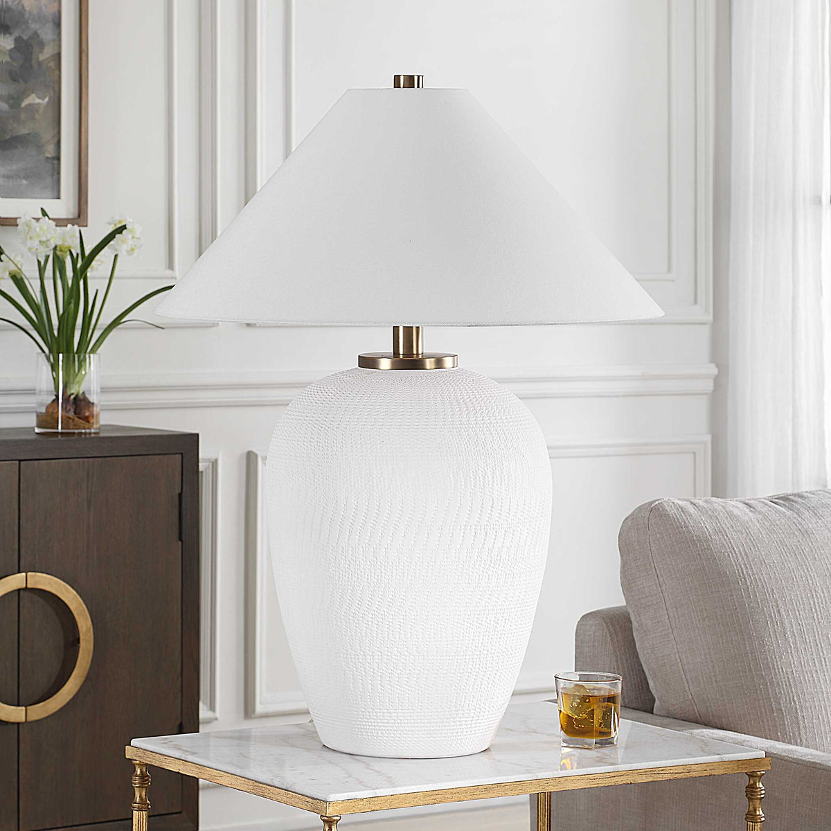 Merriton Matt White Table Lamp - Ornate Home