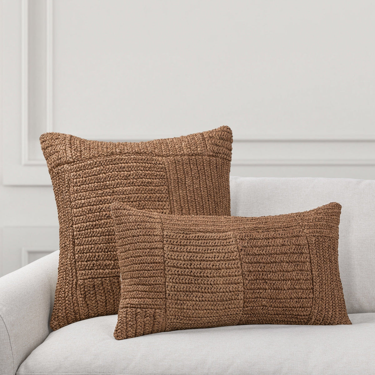 Merritt Amber Brown 22"x22" Throw Pillow (Set of 2)