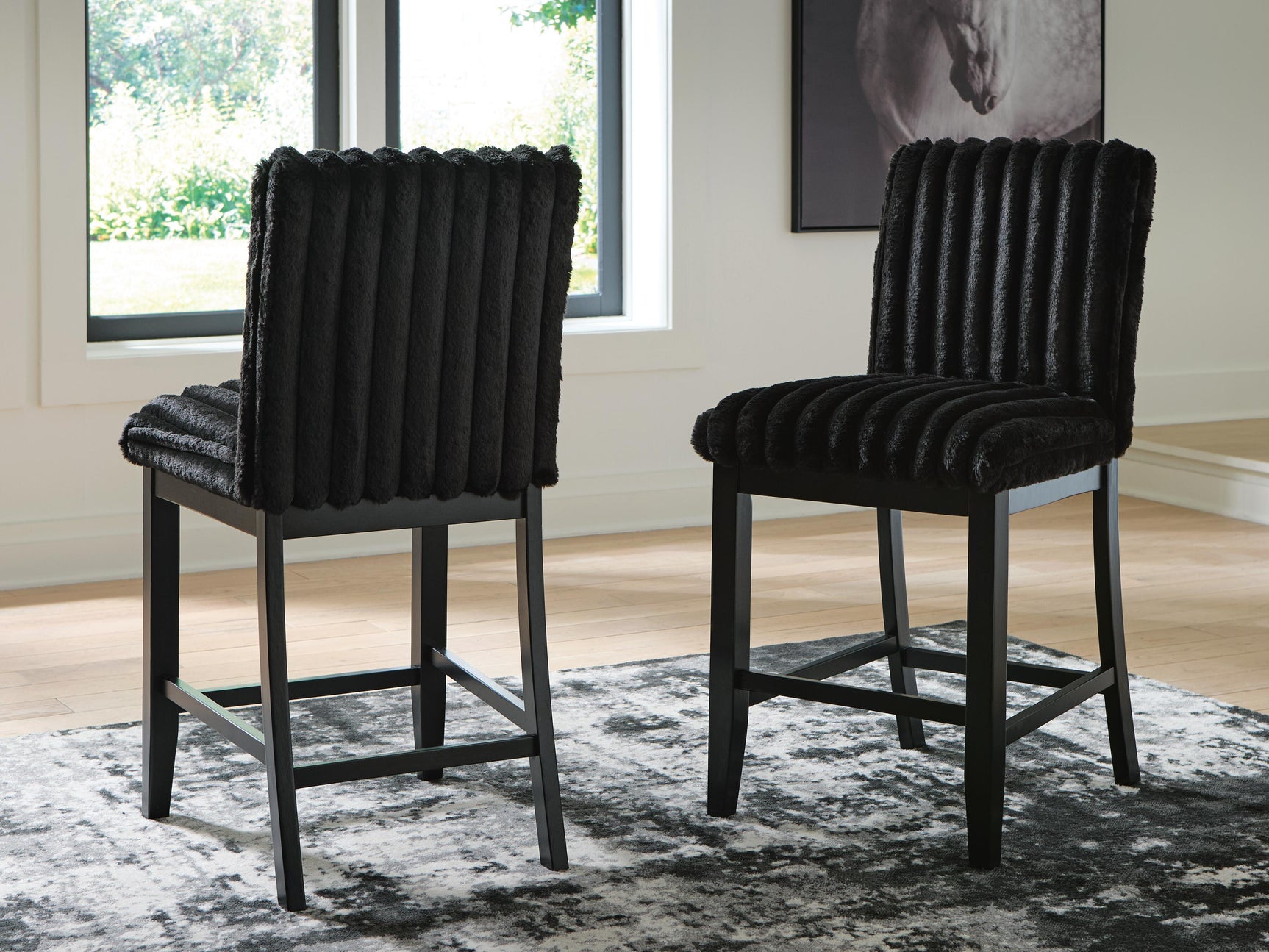 Mervannie Black Counter Height Barstool (Set of 2) - Ornate Home