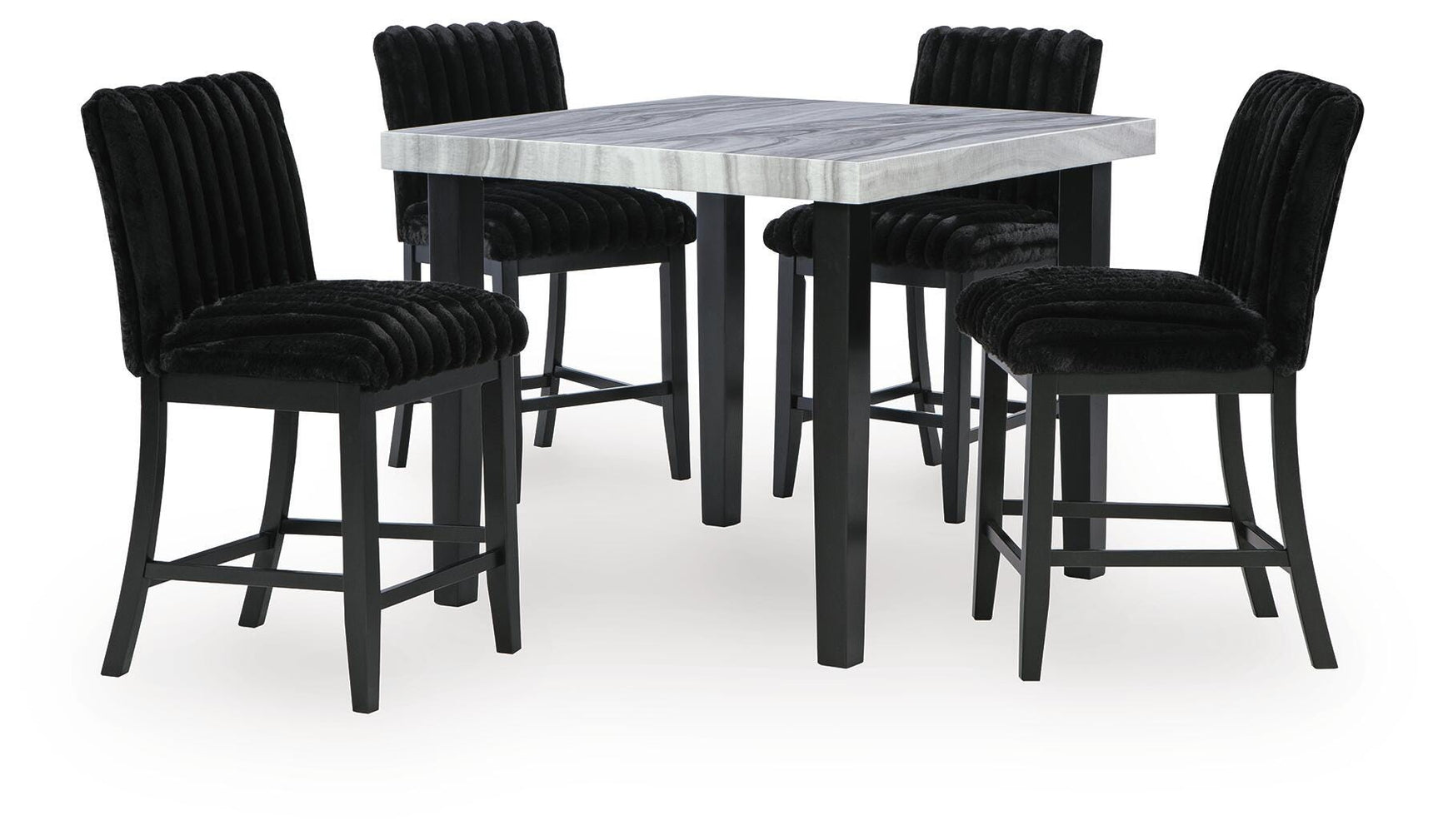 Mervannie Black/Gray Counter Height Dining Table and 4 Barstools - Ornate Home