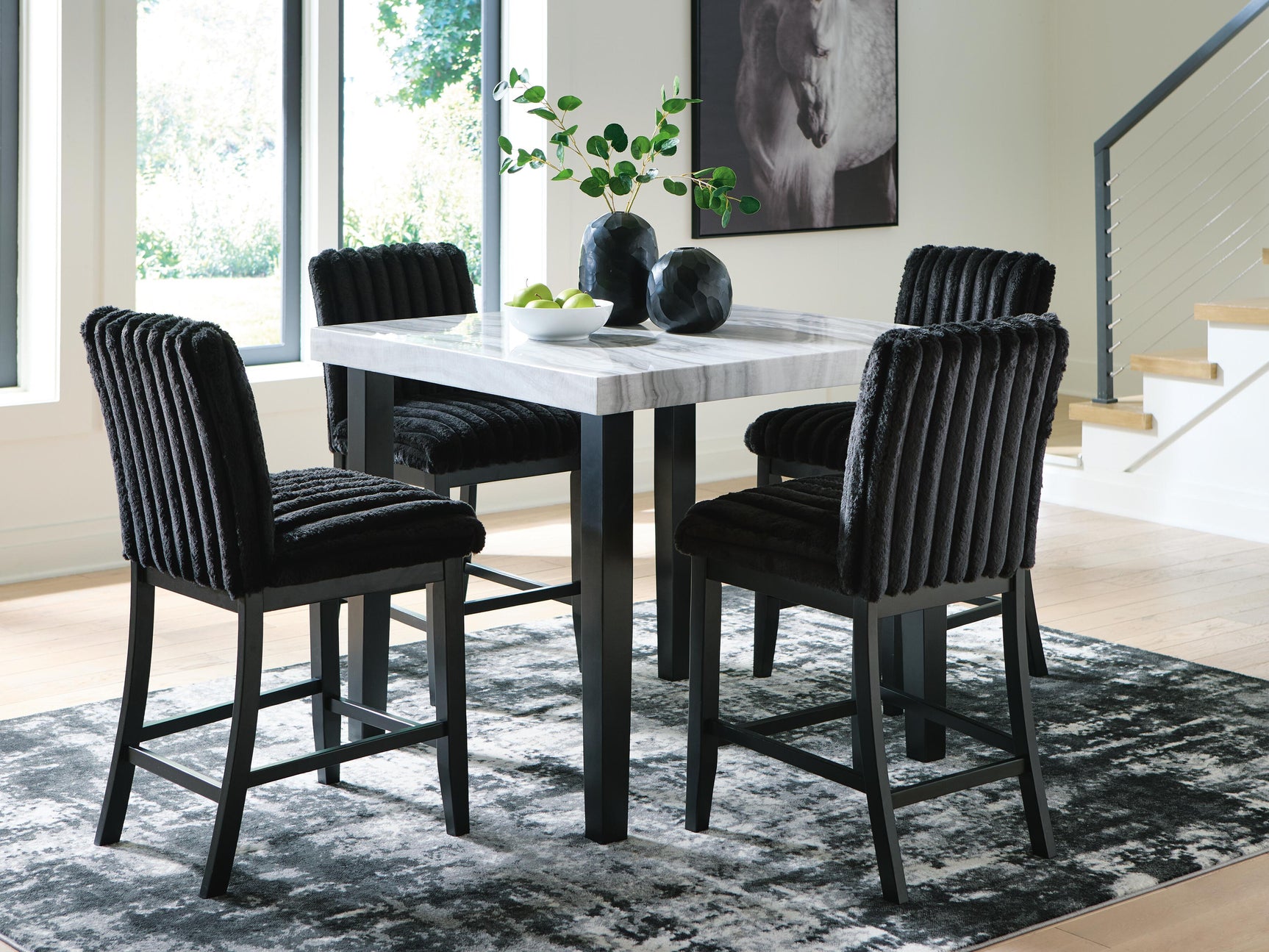 Mervannie Black/Gray Counter Height Dining Table and 4 Barstools - Ornate Home