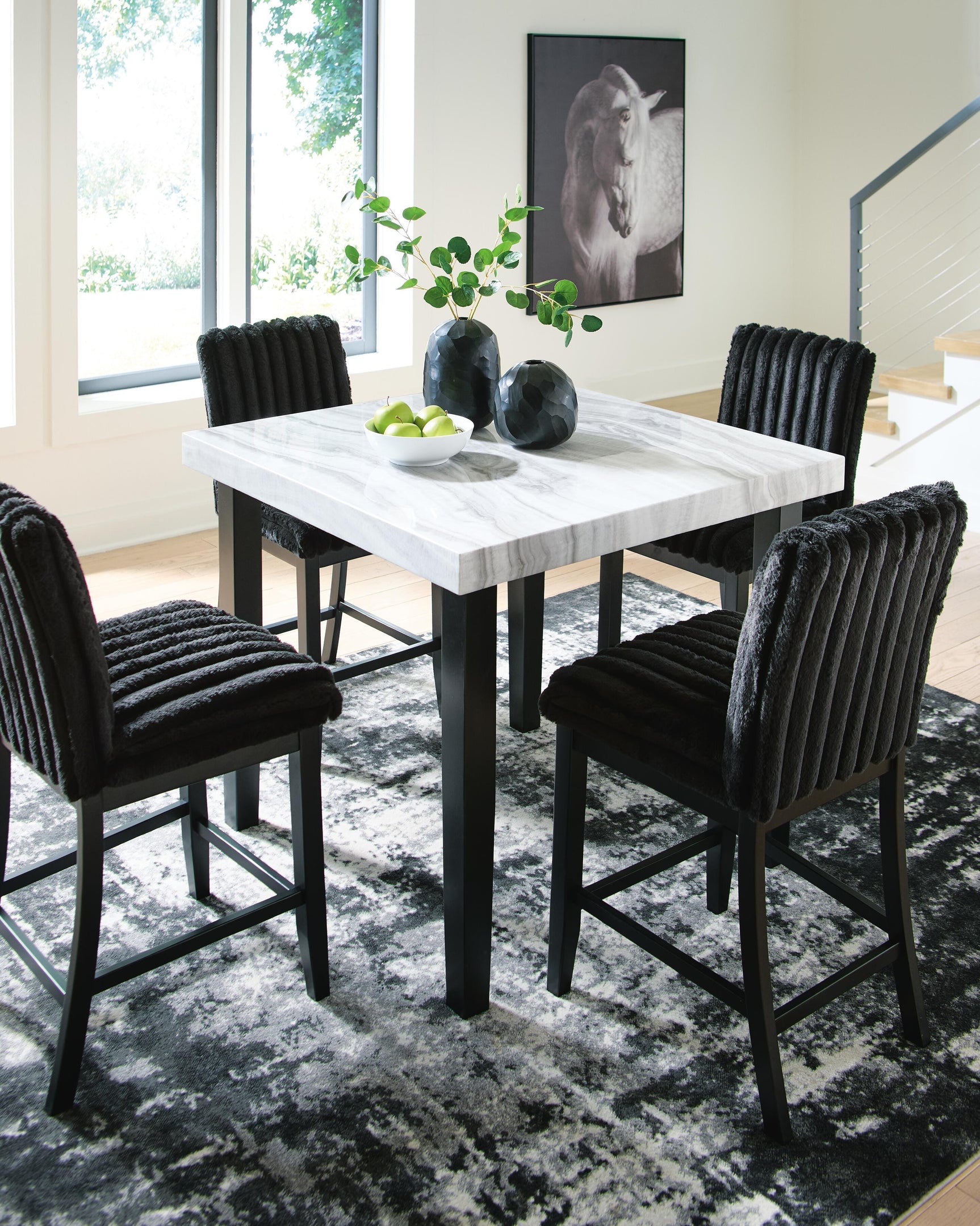 Mervannie Black/Gray Counter Height Dining Table and 4 Barstools - Ornate Home