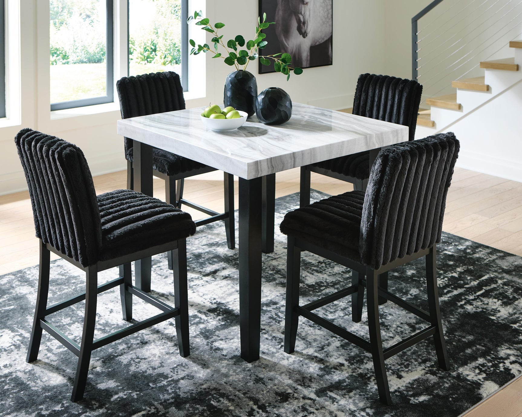 Mervannie Black/Gray Counter Height Dining Table and 4 Barstools - Ornate Home