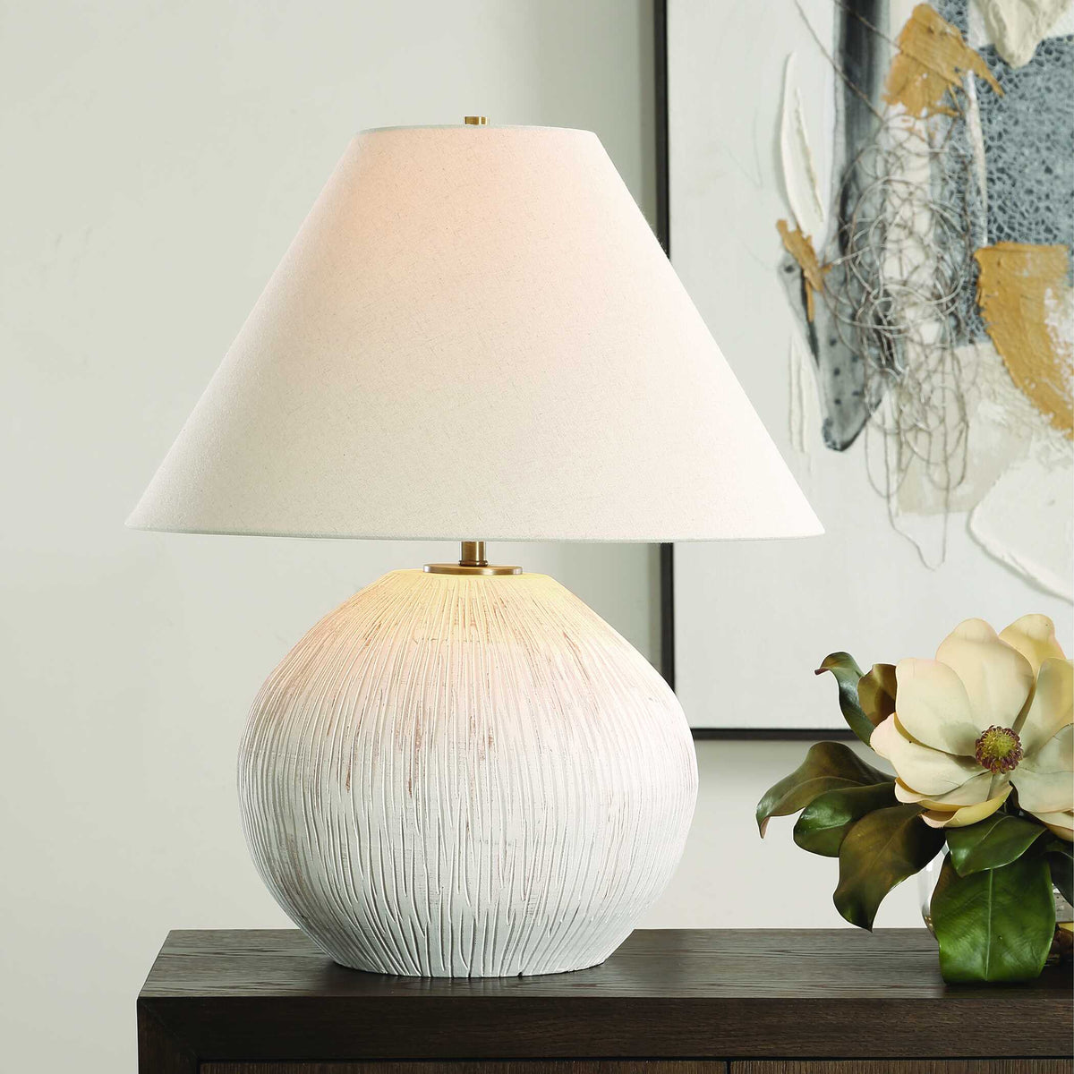 Meryl Aged White Table Lamp - Ornate Home