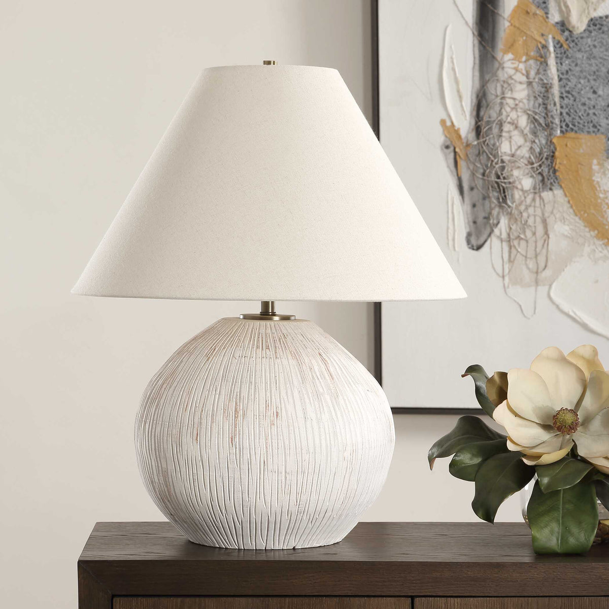 Meryl Aged White Table Lamp - Ornate Home