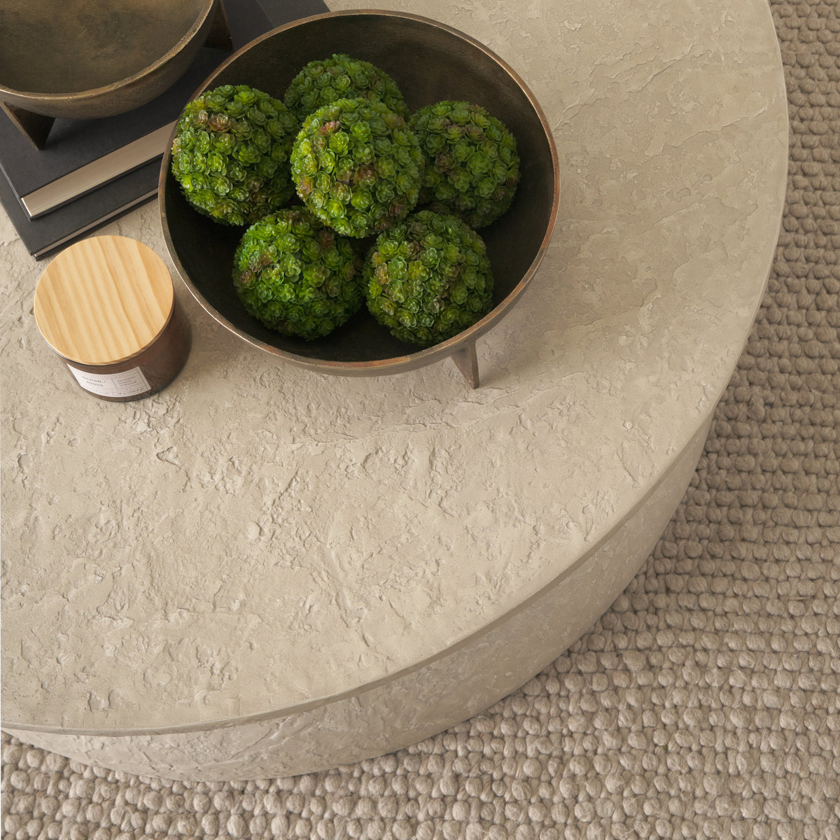 Mesa Gray 48" Round Stone Finish Coffee Table - Ornate Home