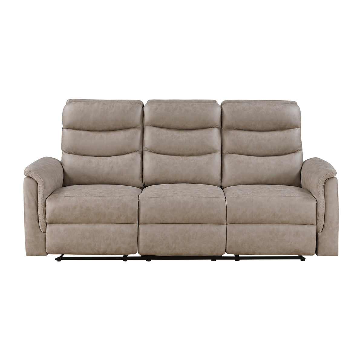 Metric Beige Double Reclining Sofa With Drop-down Cup Holders - Ornate Home