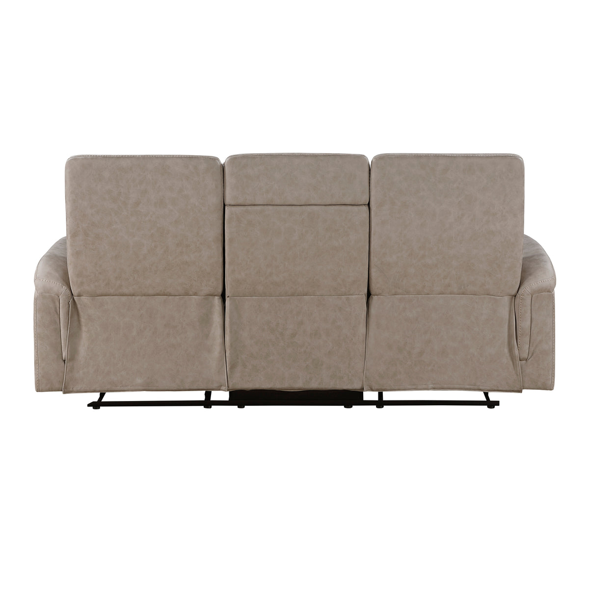 Metric Beige Double Reclining Sofa With Drop-down Cup Holders - Ornate Home