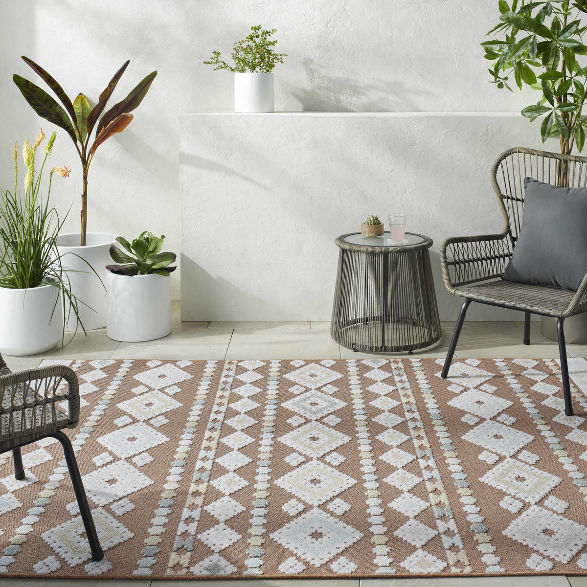 Metta Rust Outdoor Area Rug - Clearance - Ornate Home