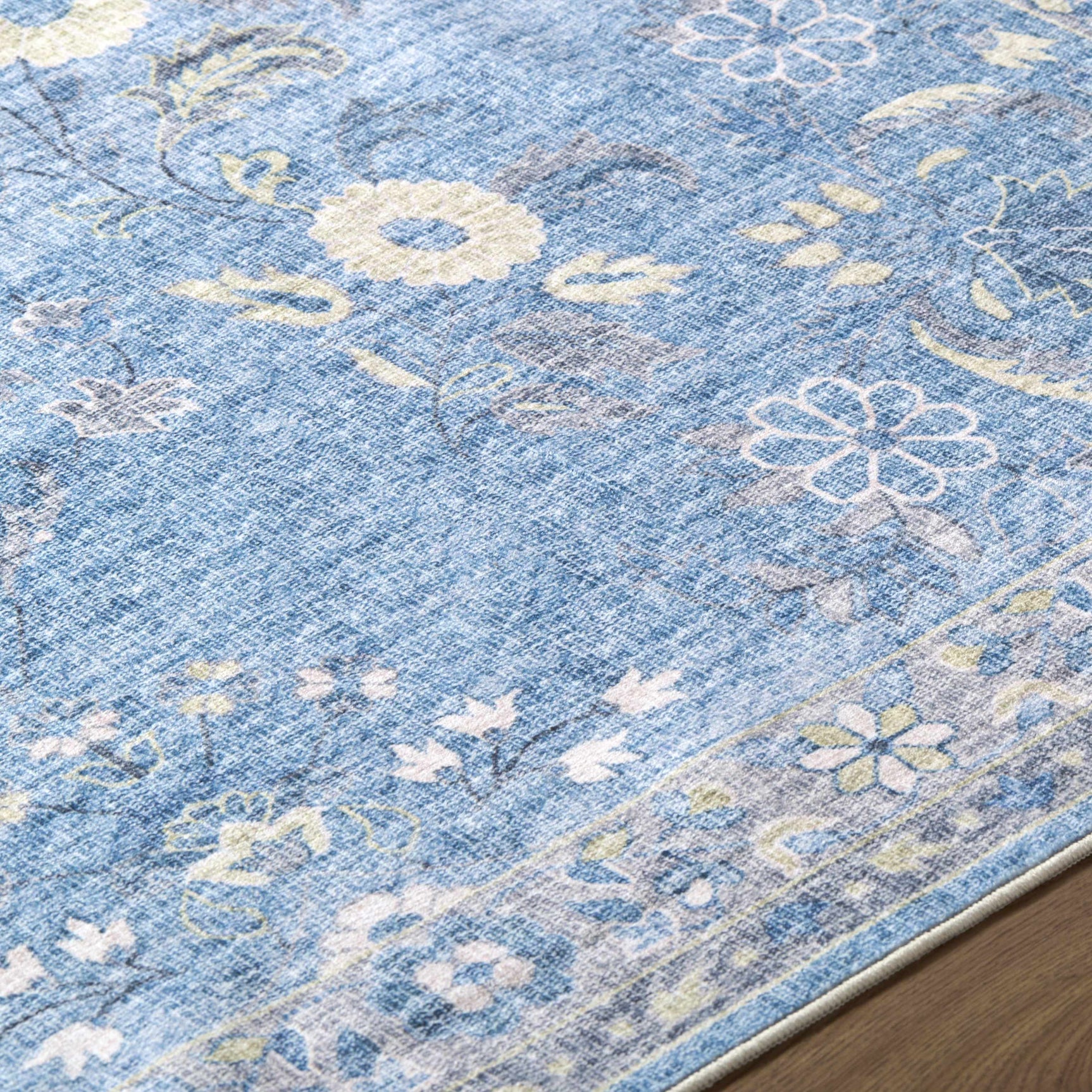 Meyly Blue Washable Area Rug - Ornate Home