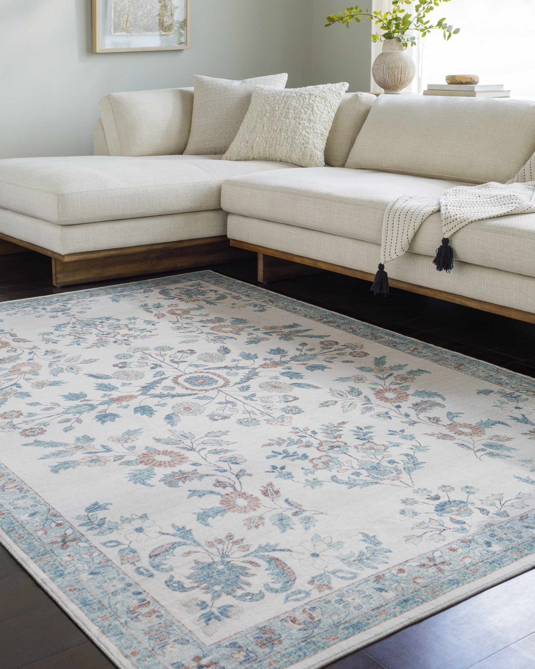 Meyly Pink & Green Washable Area Rug - Ornate Home