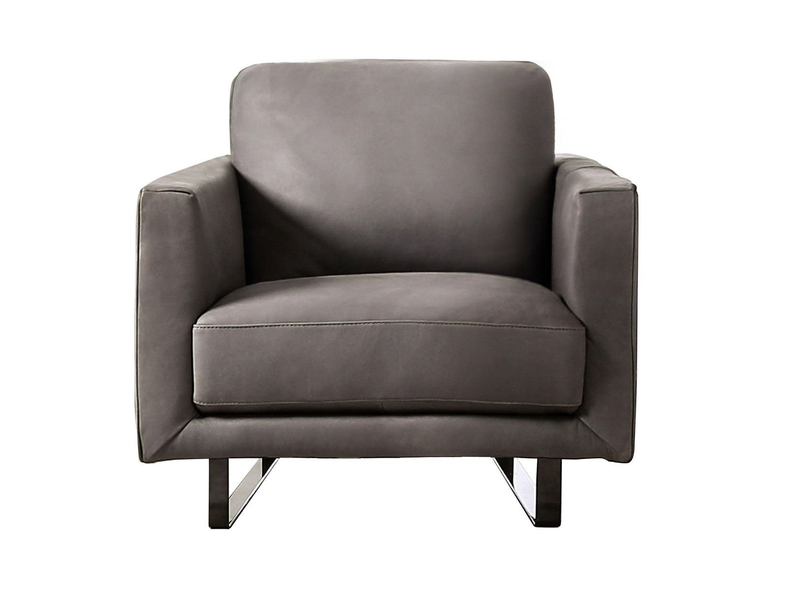 Mezzanotte Gray Real Italian Leather Chair - Ornate Home