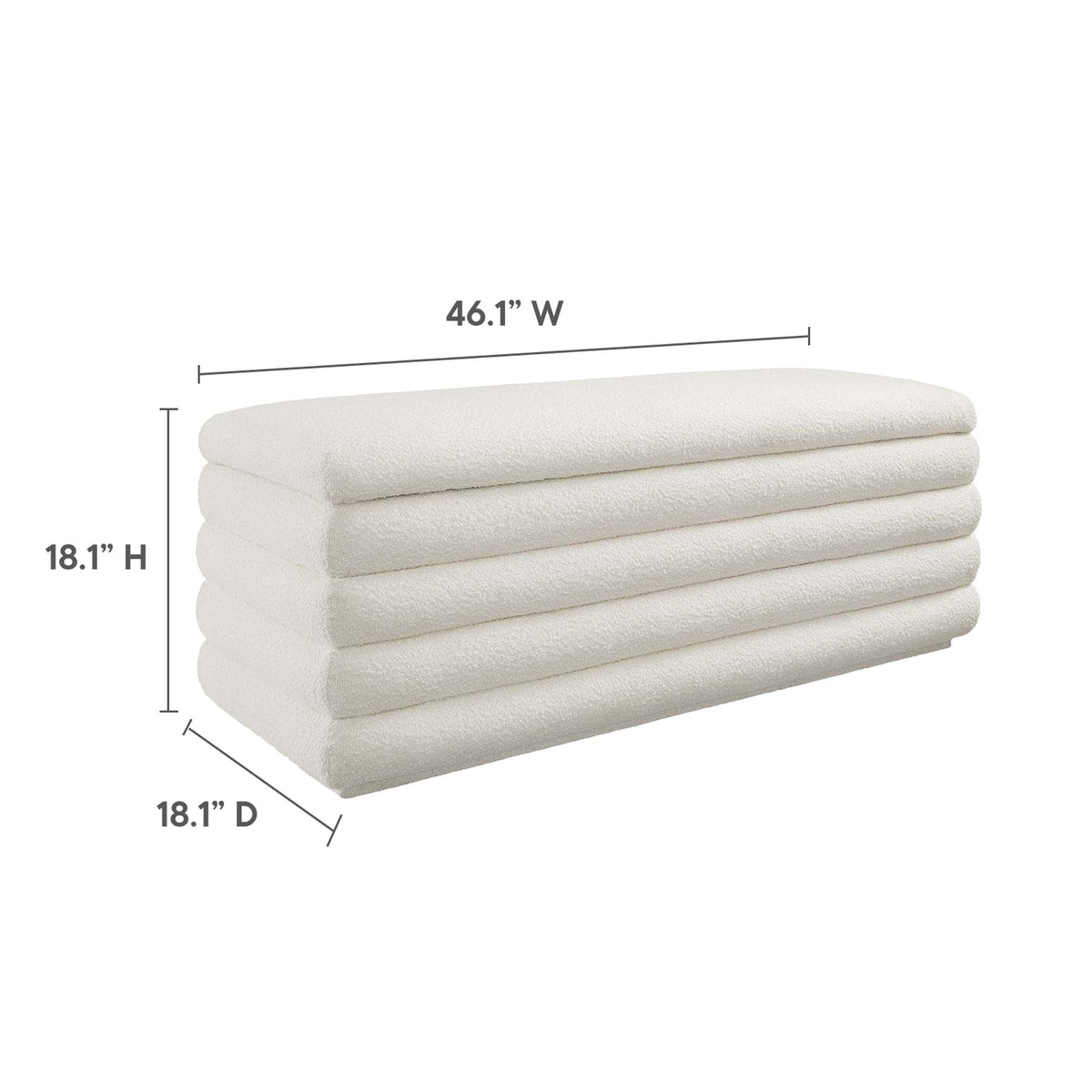 Mezzo Cloud Boucle Upholstered Storage Bench - Ornate Home