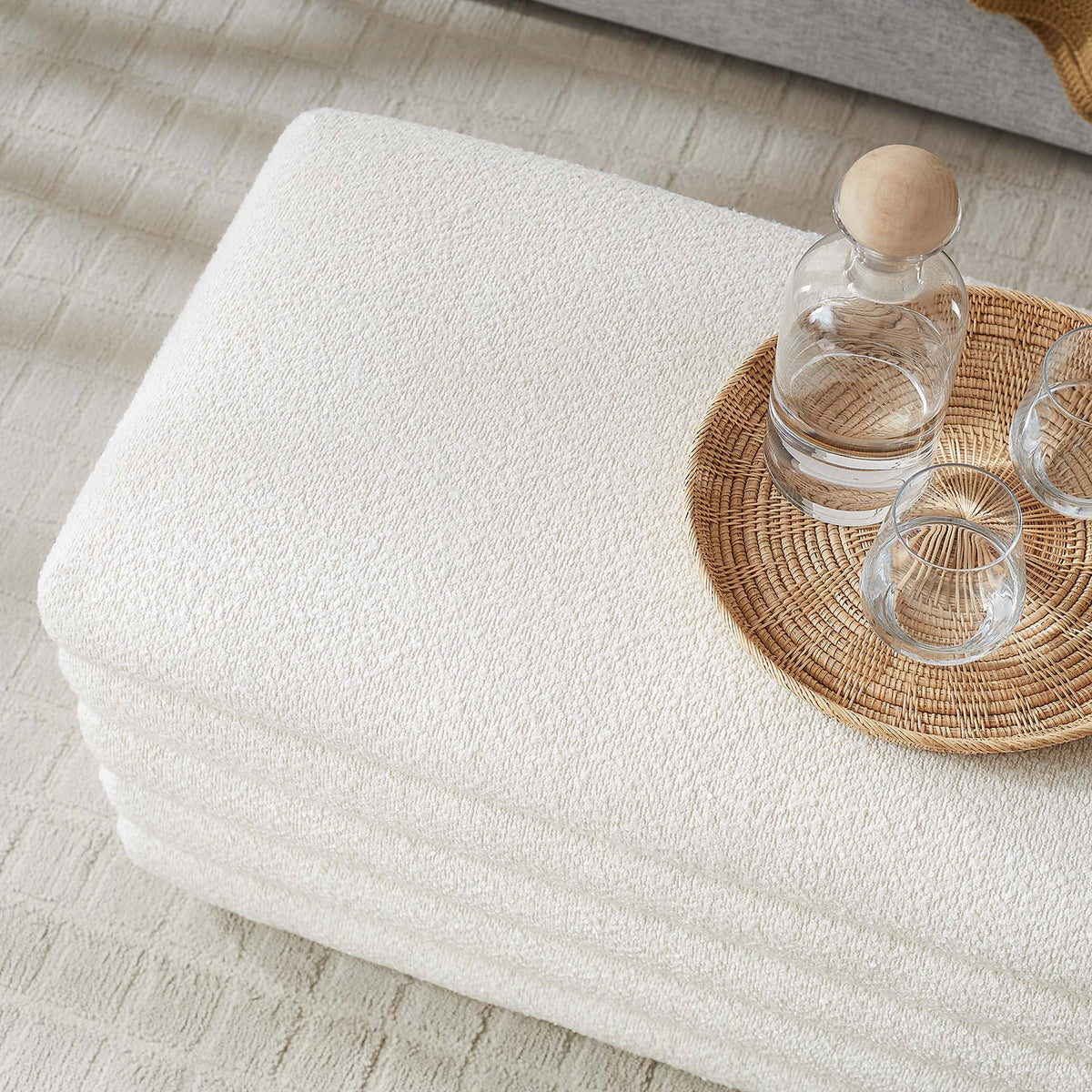 Mezzo Cloud Boucle Upholstered Storage Bench - Ornate Home