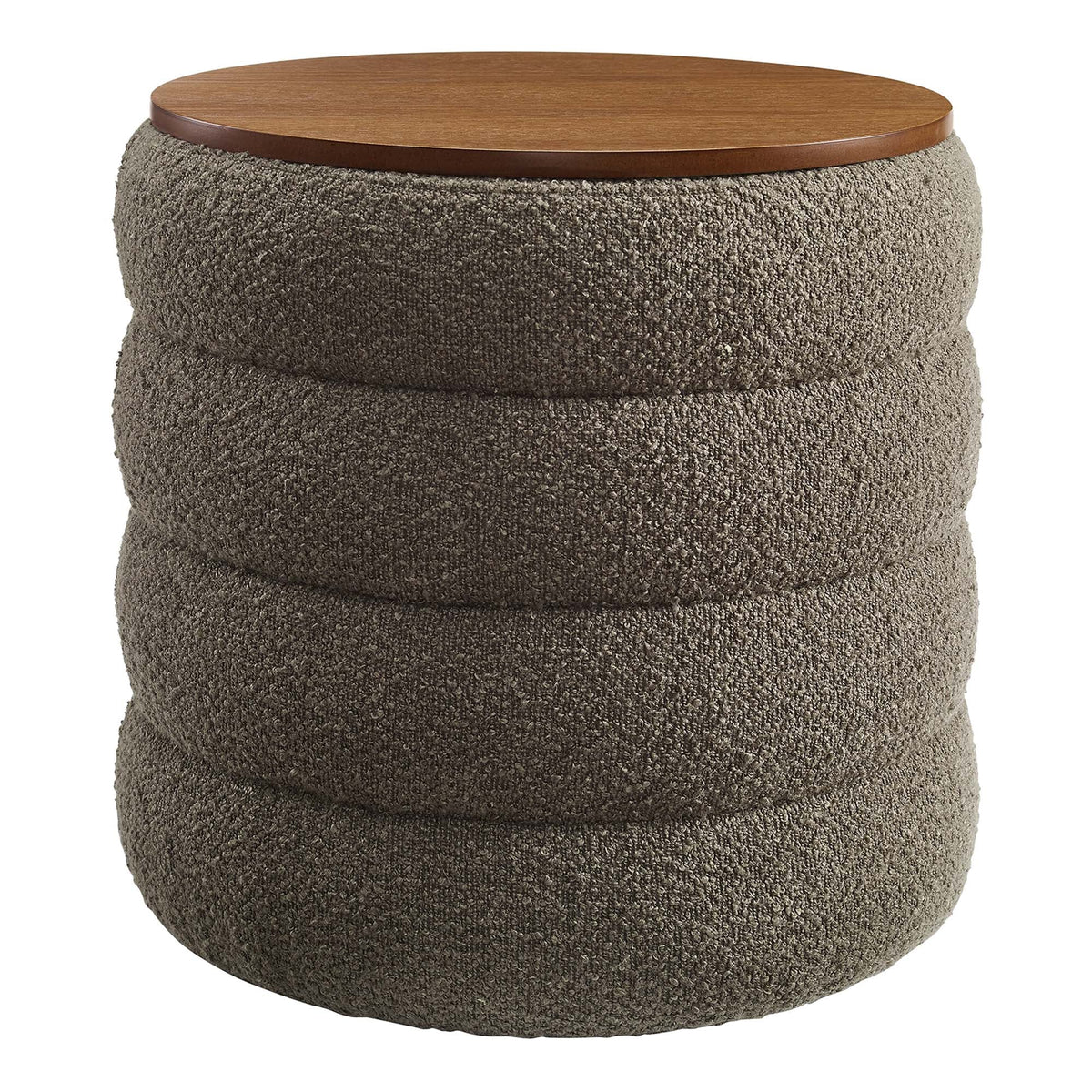 Mezzo Pebble Round Boucle Fabric Storage Ottoman - Ornate Home