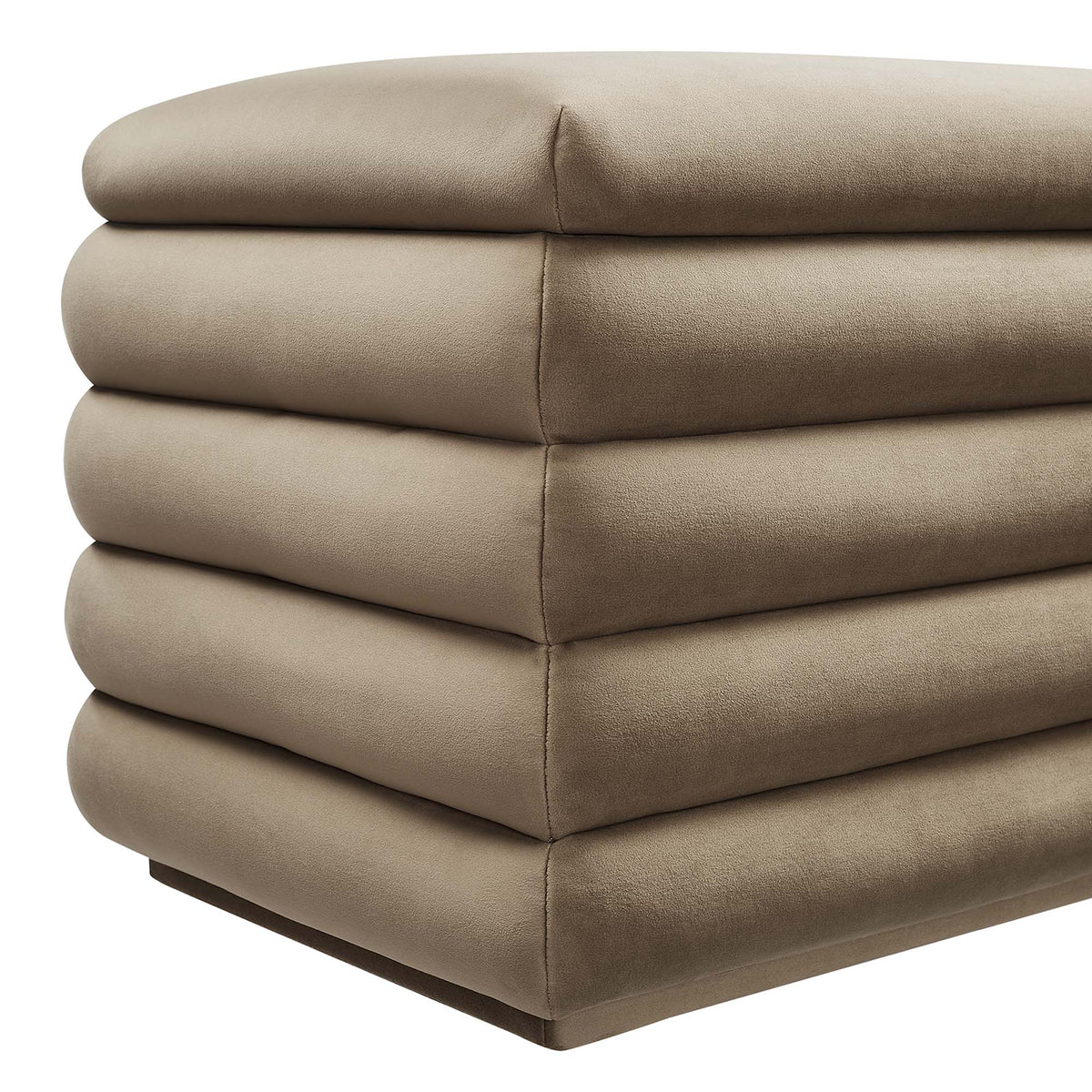 Mezzo Taupe Upholstered Performance Velvet Storage Bench - Ornate Home