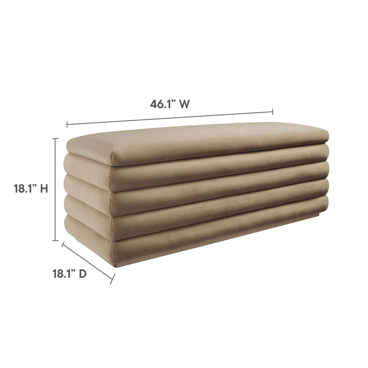 Mezzo Taupe Upholstered Performance Velvet Storage Bench - Ornate Home