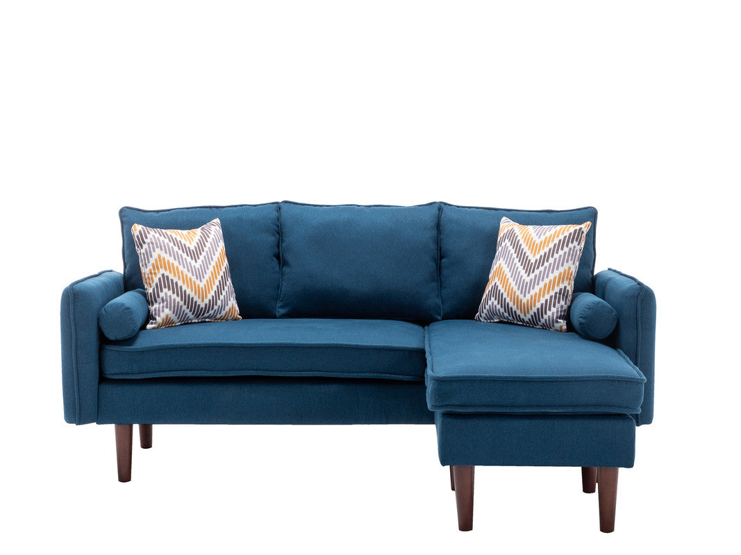 Mia Blue 70"W Linen Reversible Sectional Sofa with Chaise - Ornate Home
