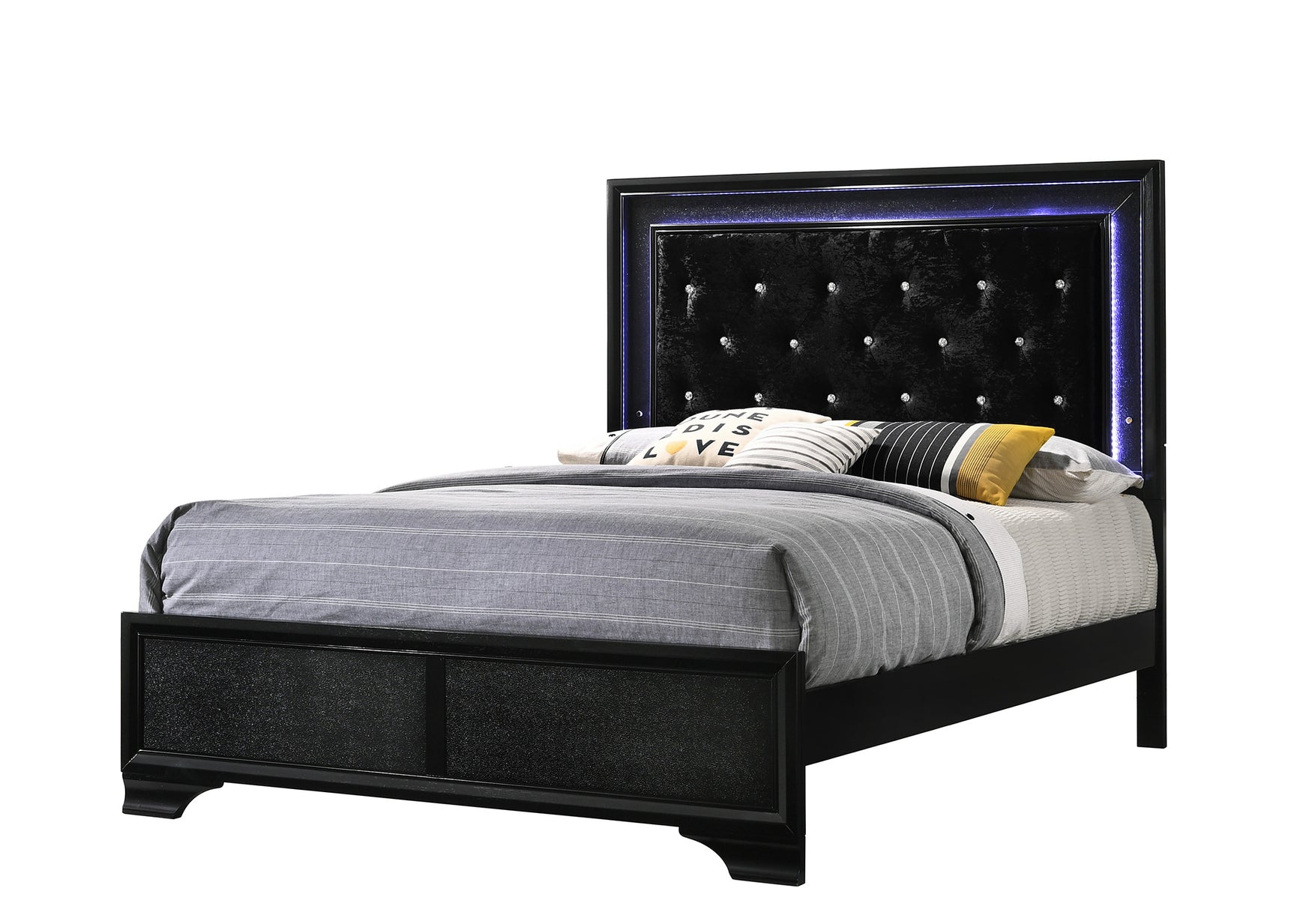 Micah Black LED Panel Bedroom Set - Ornate Home