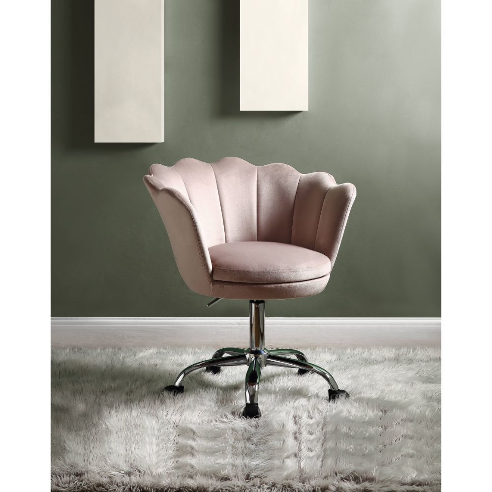Micco Rose Quartz Velvet & Chrome Office Chair - Ornate Home