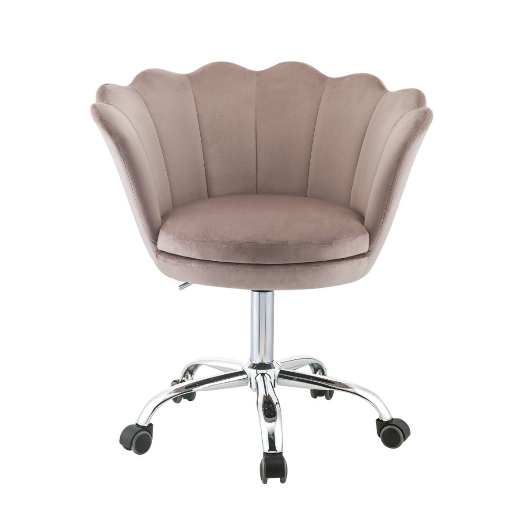 Micco Rose Quartz Velvet & Chrome Office Chair - Ornate Home