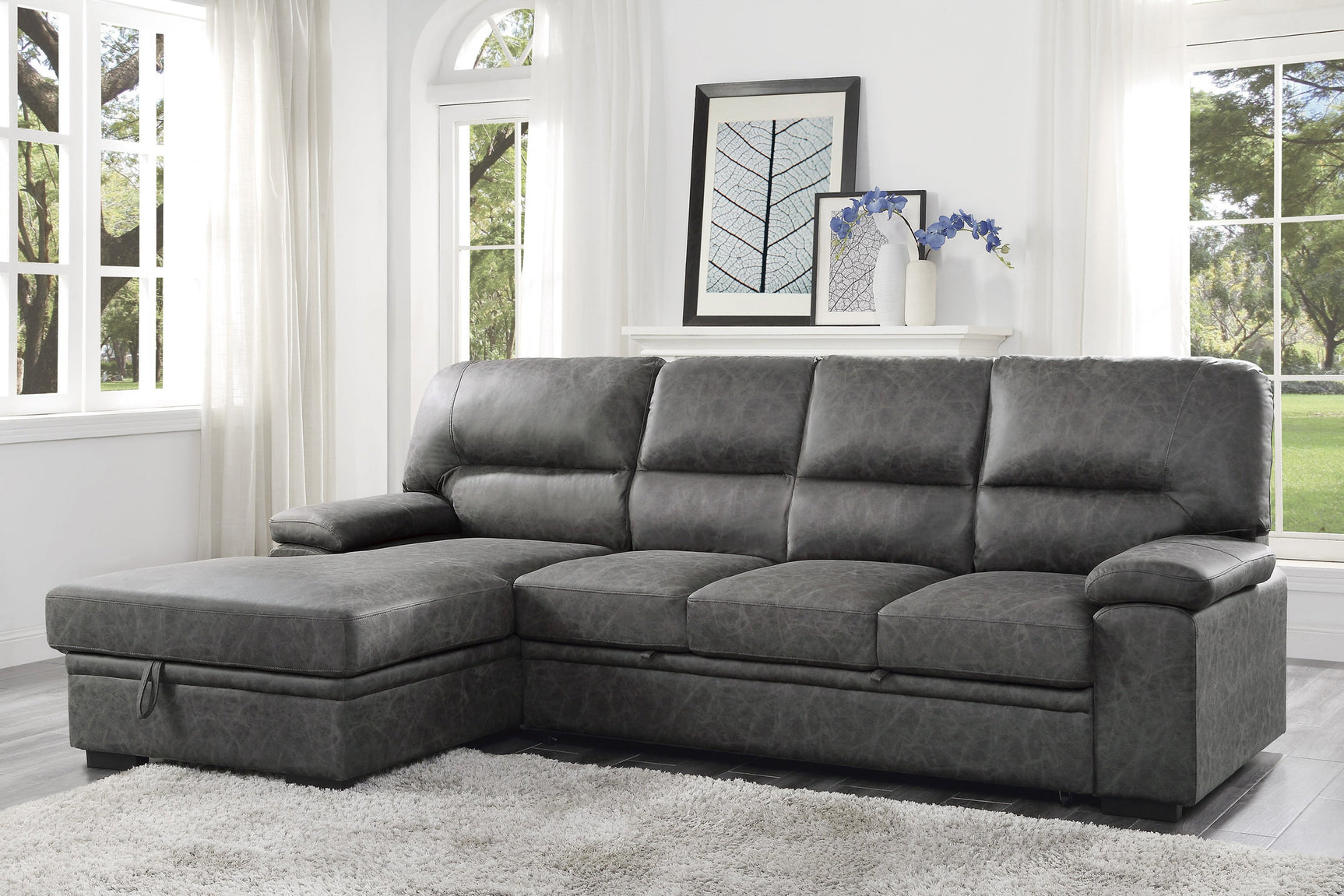 Michigan Dark Gray 2-Piece Sectional with Left Chaise - Ornate Home