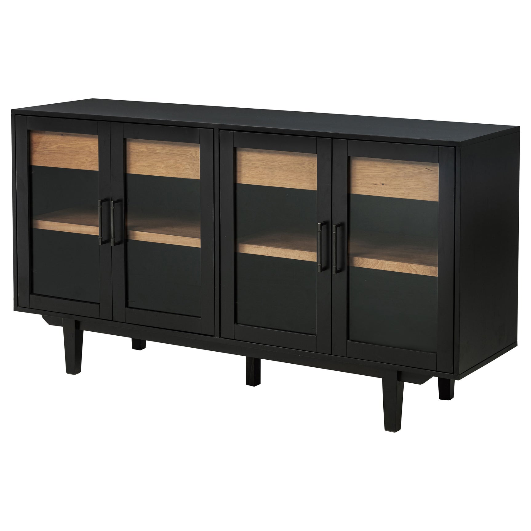 Middleton Black 4-door Sideboard Server with Dual Drawers - Ornate Home