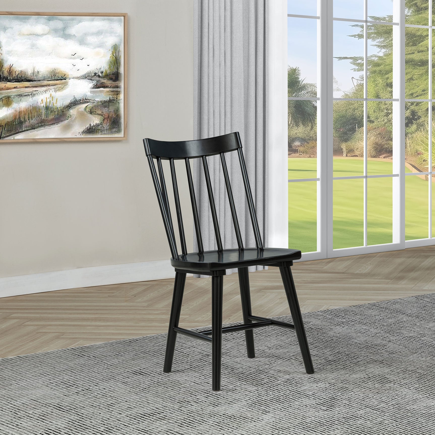 Middleton Black Solid Wood Dining Side Chair (Set of 2) - Ornate Home