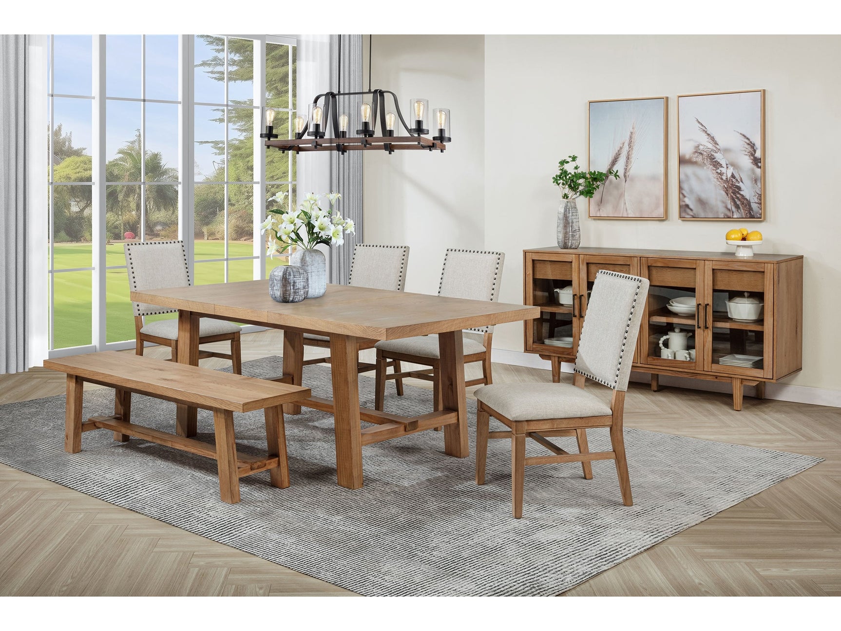 Middleton Brown and Beige 6-piece Extension Leaf Dining Set - Ornate Home