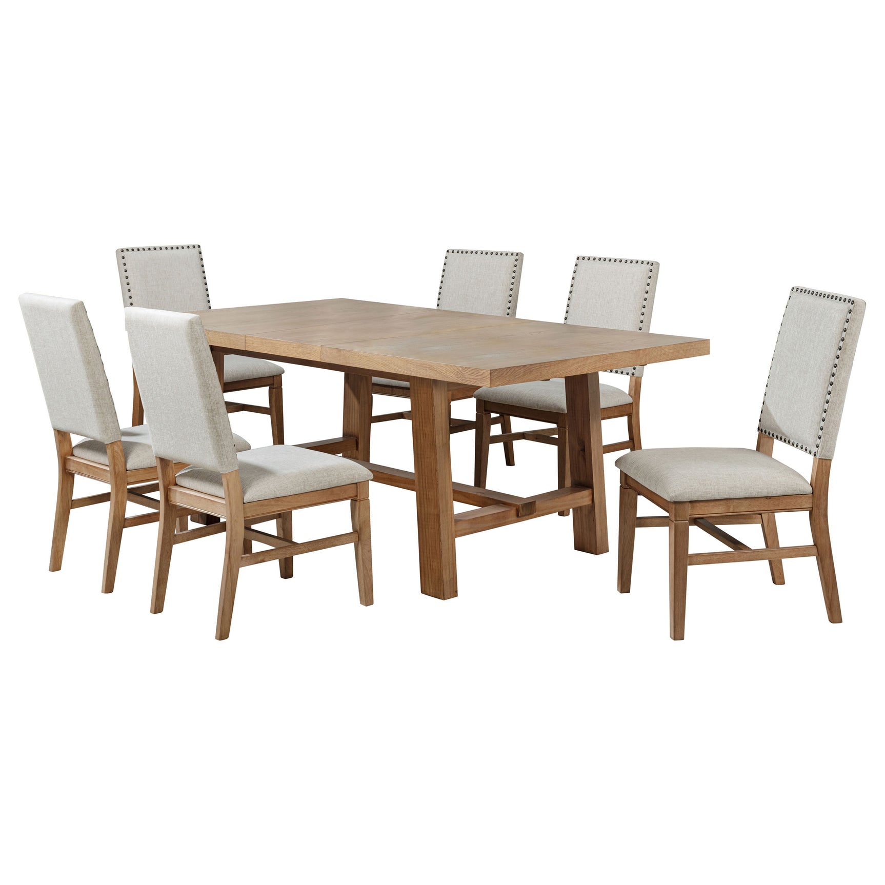 Middleton Brown and Beige 7-piece Extension Leaf Dining Set - Ornate Home